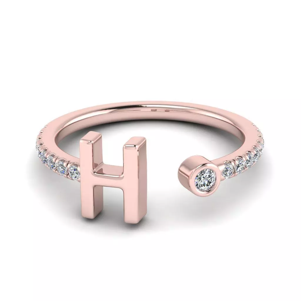 Jewelry alphabet Ring H 3D print model