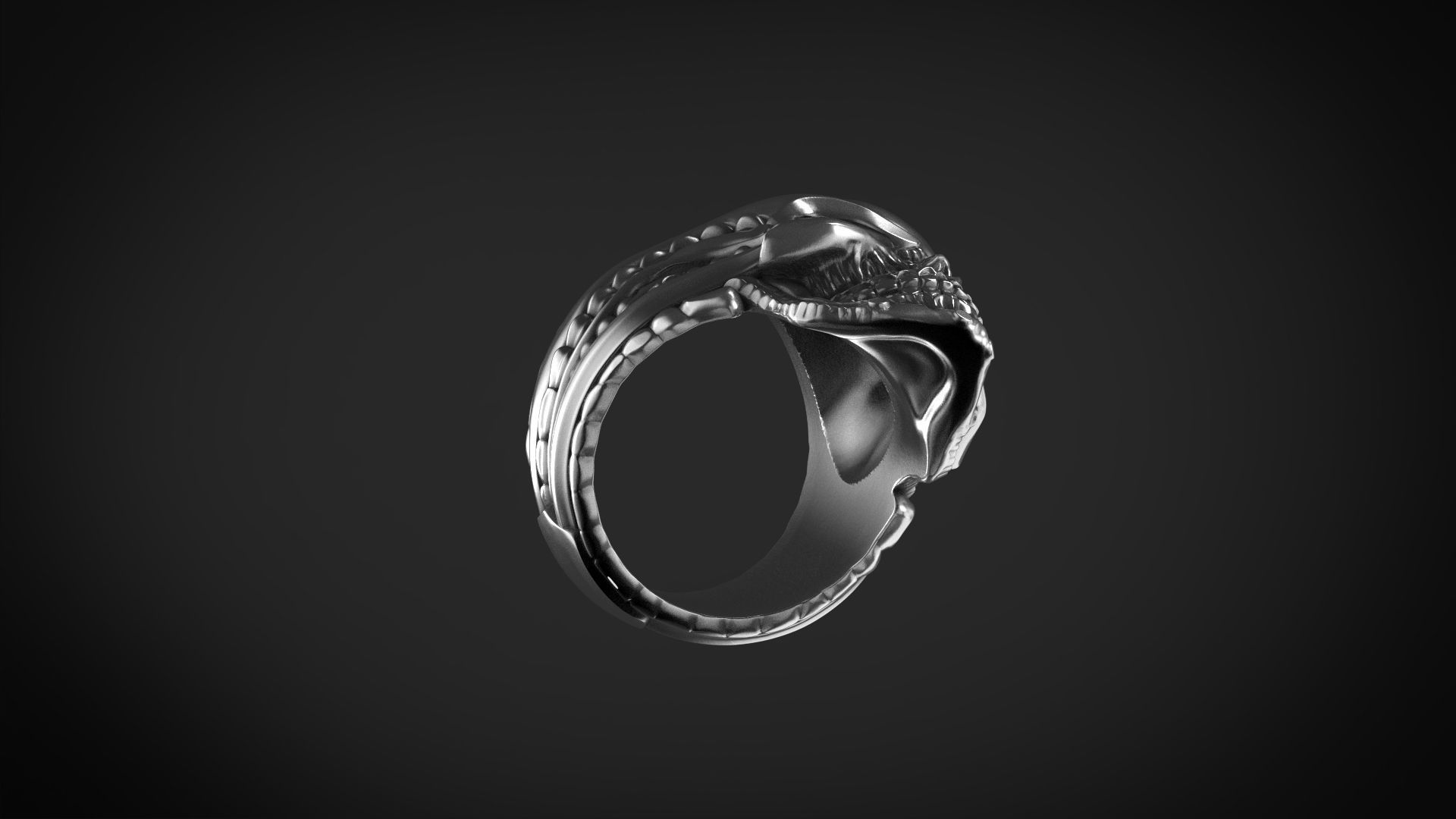 Skull Ring Biomechanics style  STL 3d model for 3d printing 3D print model_6