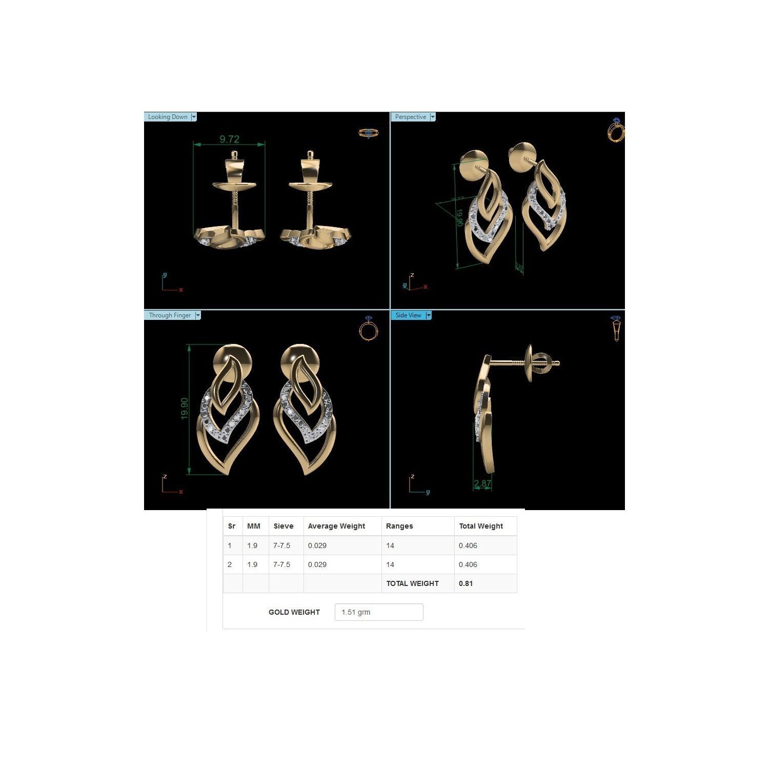 Women Earrings STL JCD OBJ FBX Renders Details 3D print model_18