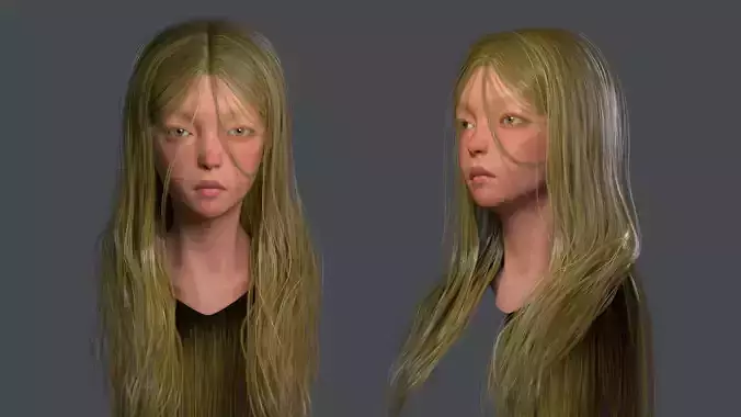 Realistic Long Female Hair - Game Ready 3D Asset