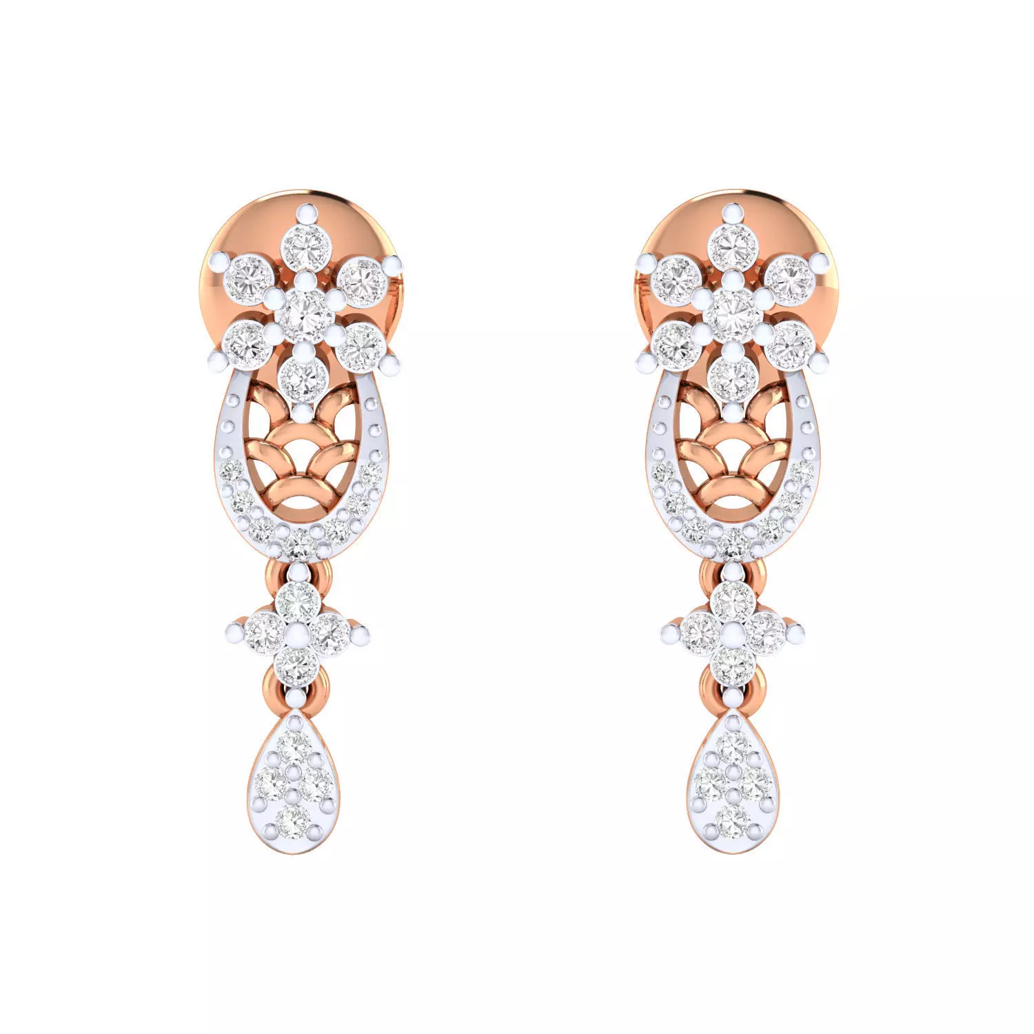 Women Long Drop Earrings STL JCD OBJ FBX Renders Details 3D print model