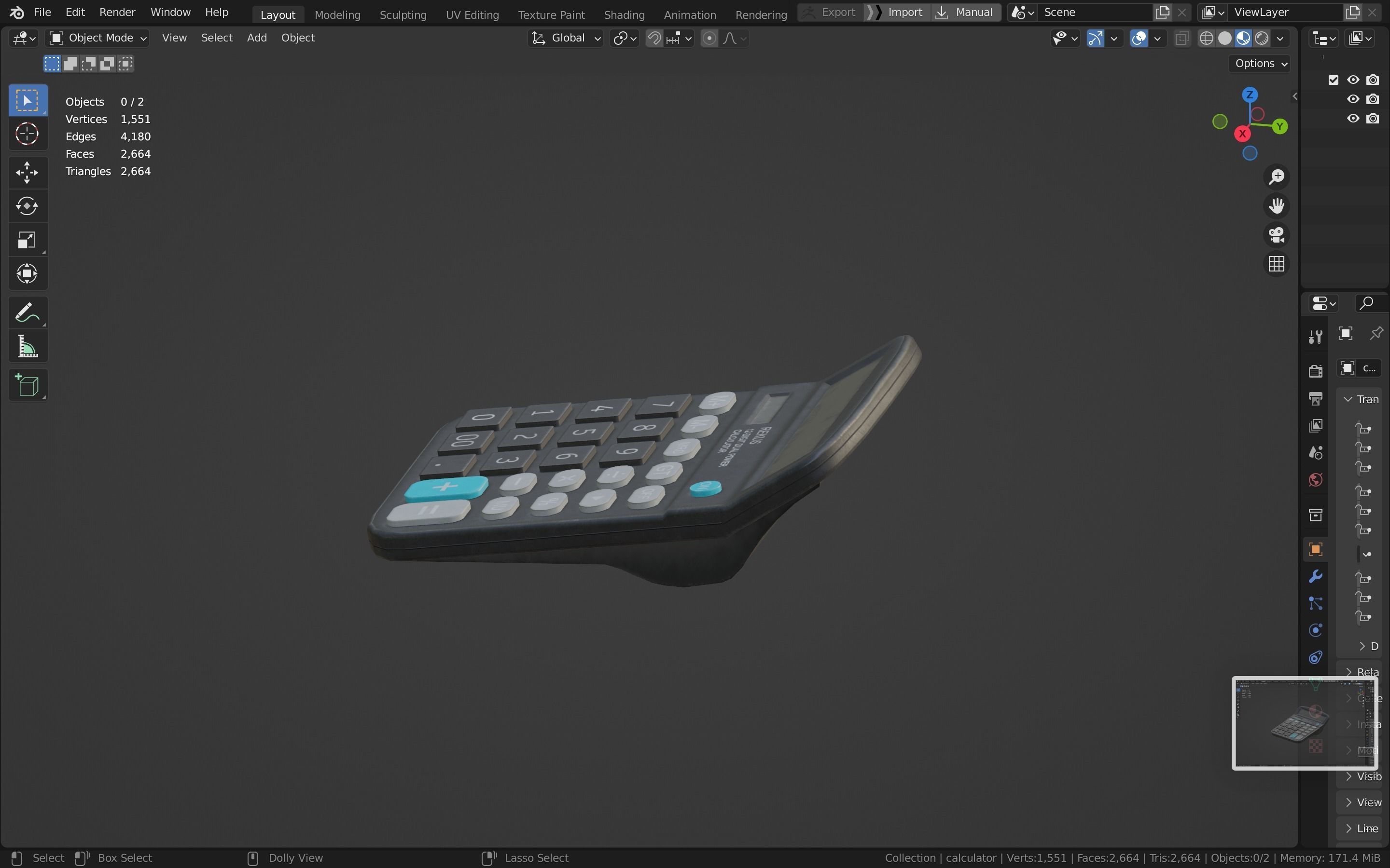 Calculator Low-poly 3D model_44