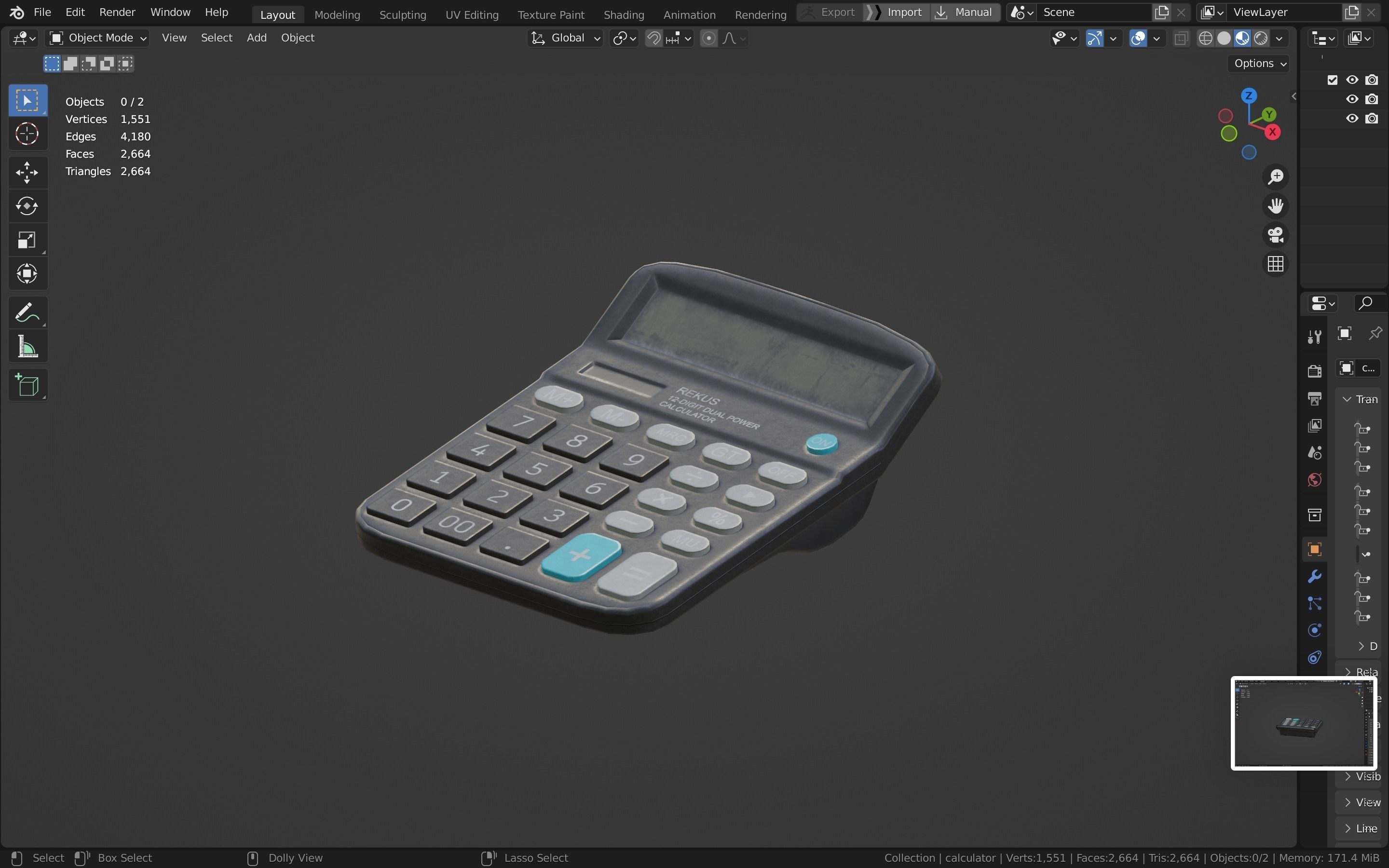 Calculator Low-poly 3D model_45