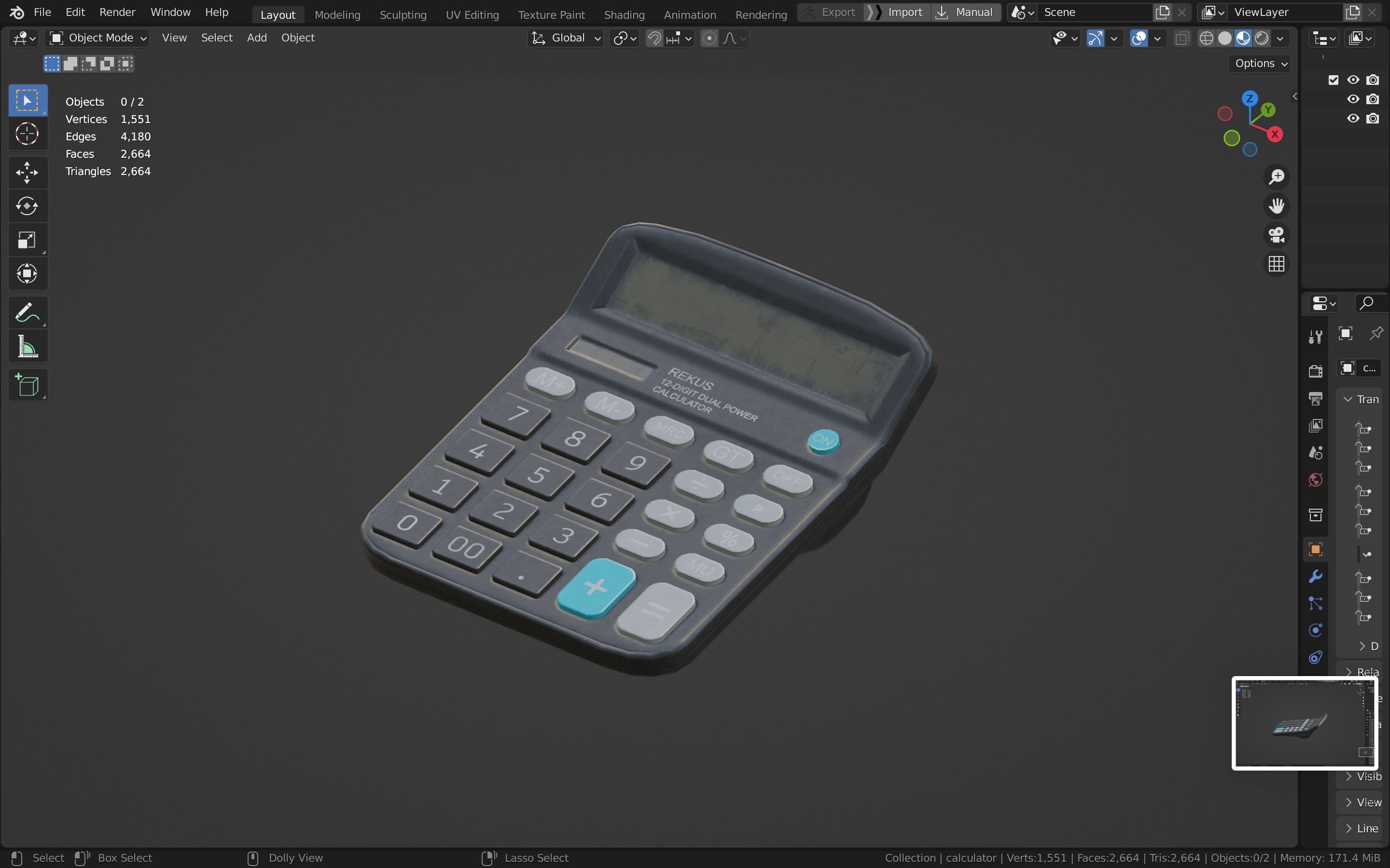 Calculator Low-poly 3D model_33