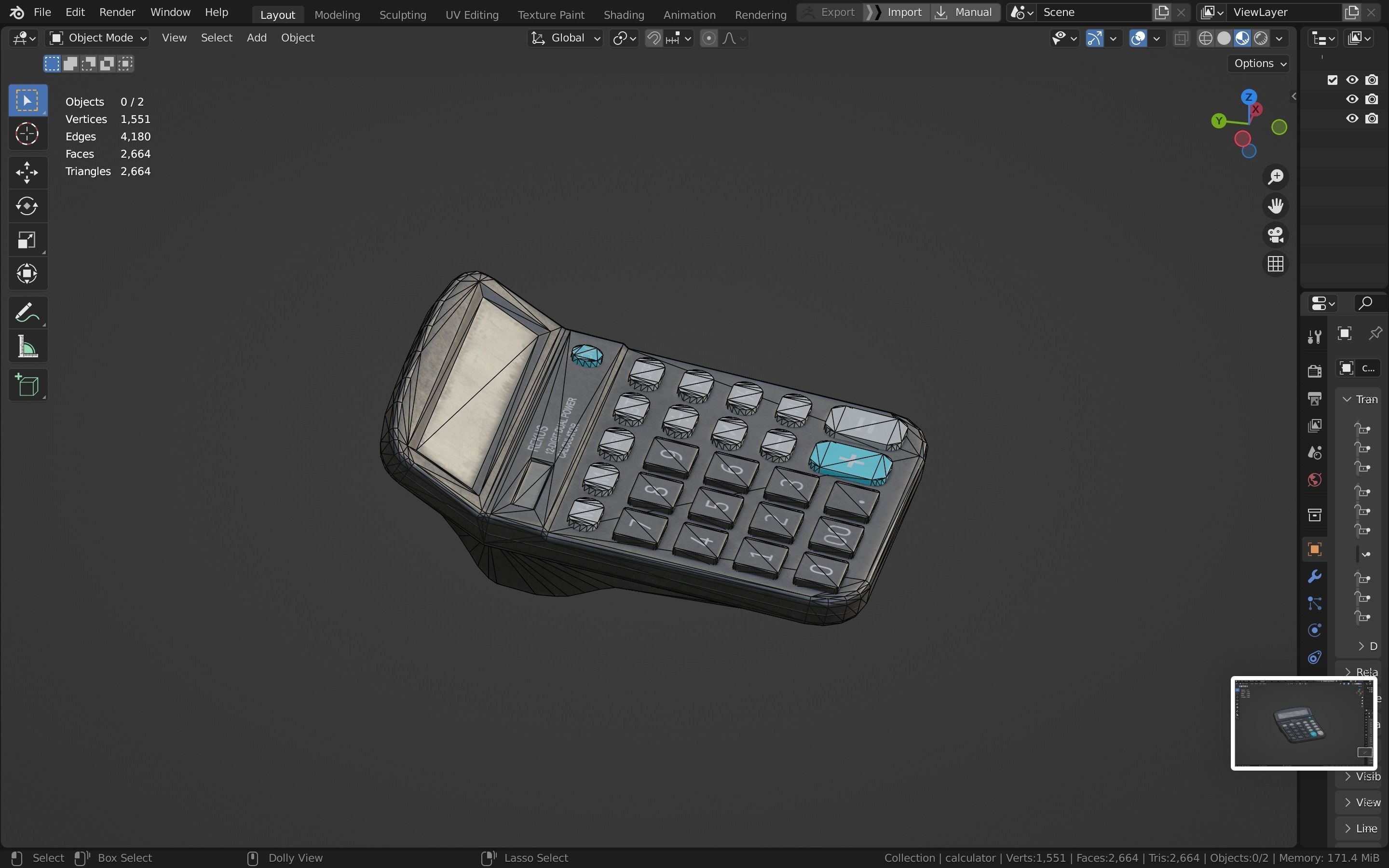Calculator Low-poly 3D model_24