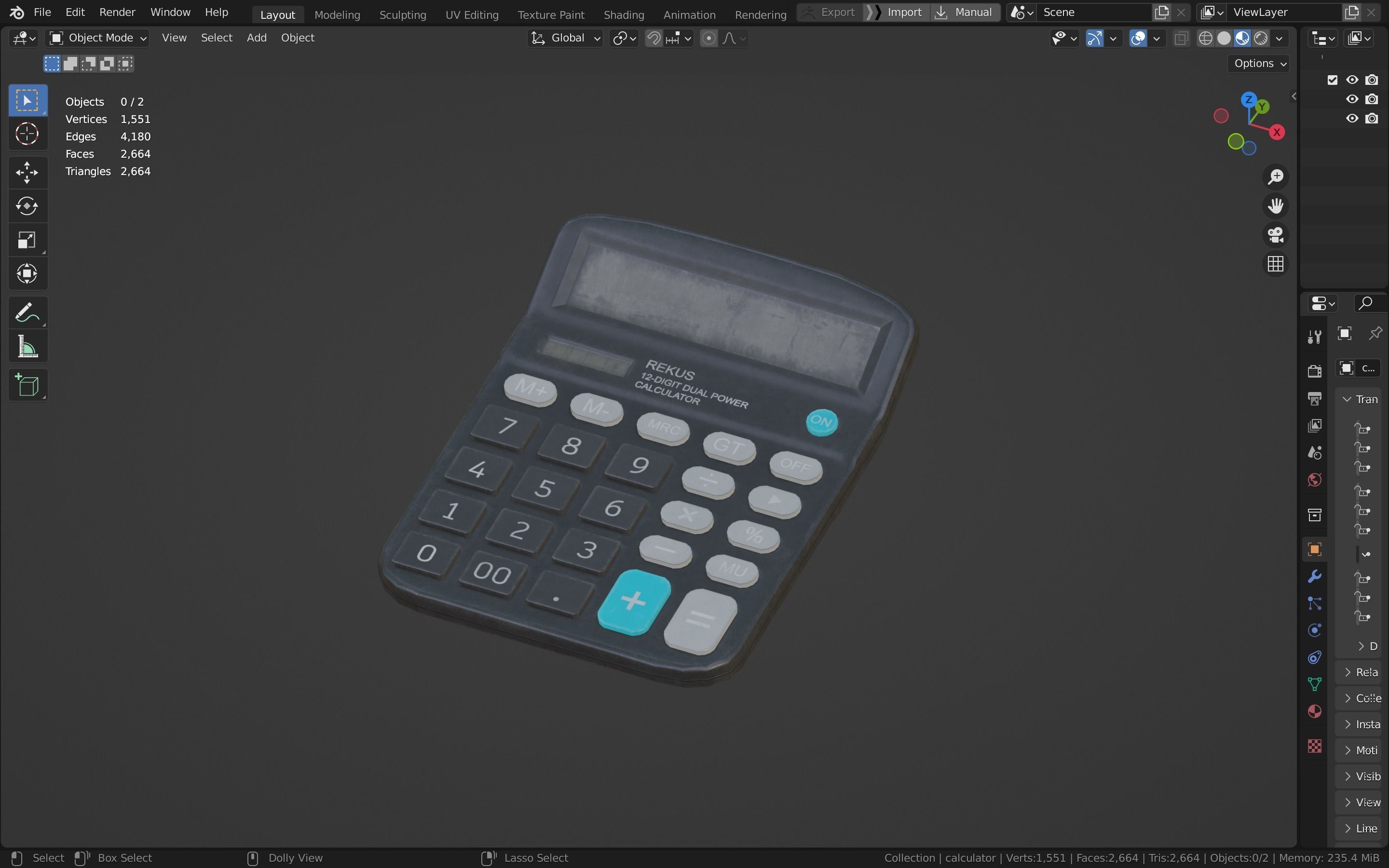 Calculator Low-poly 3D model_29