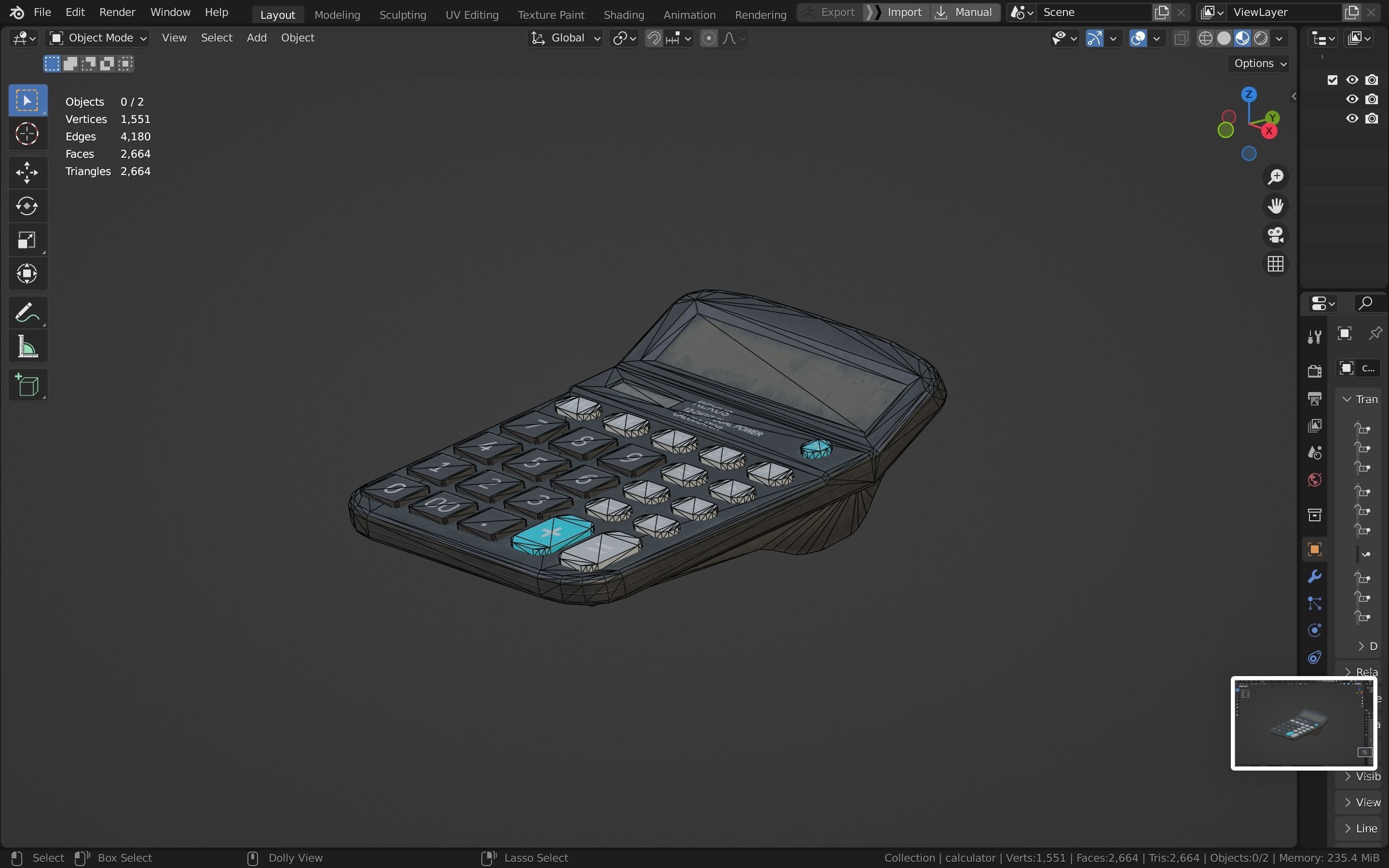 Calculator Low-poly 3D model_31