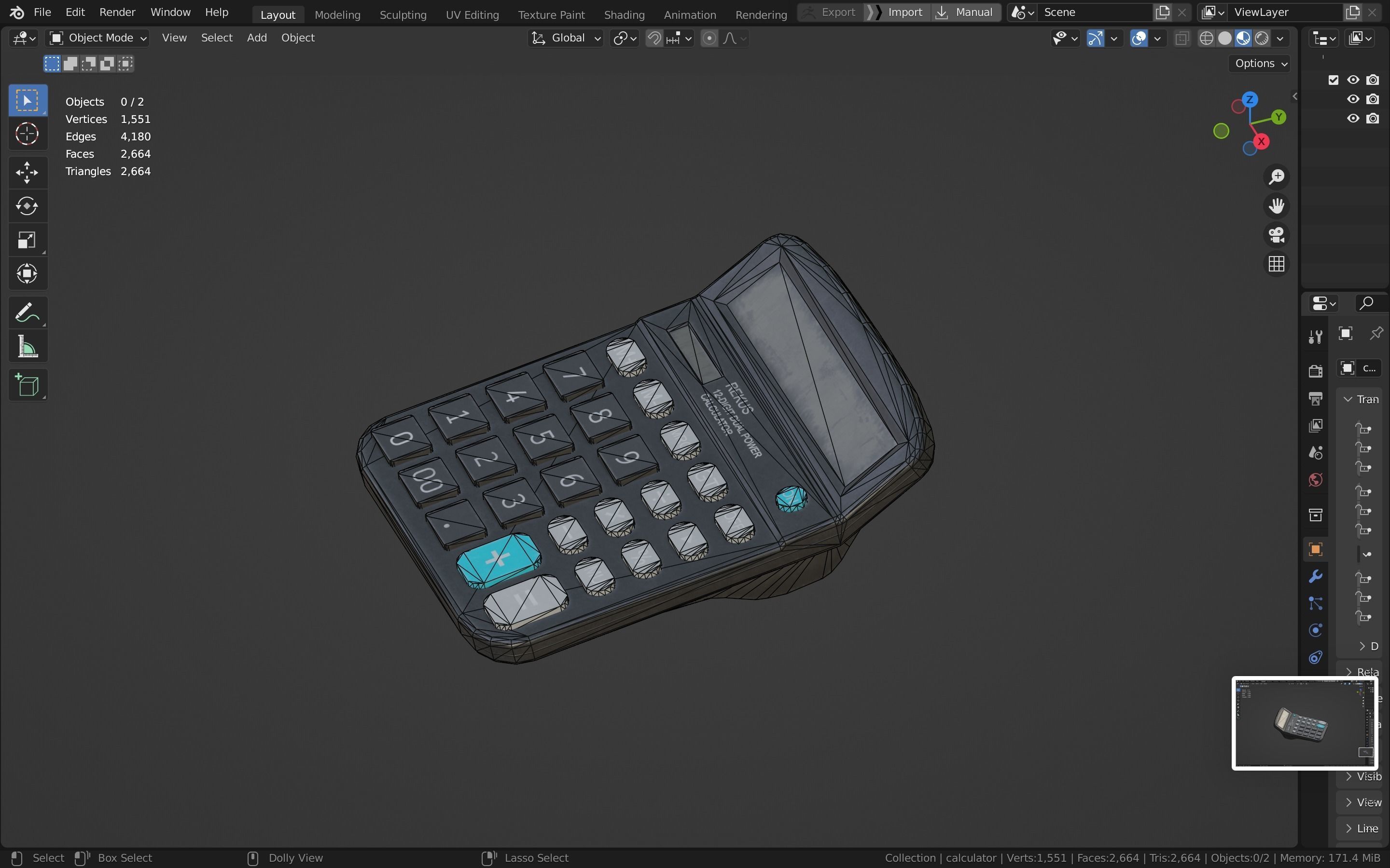 Calculator Low-poly 3D model_46