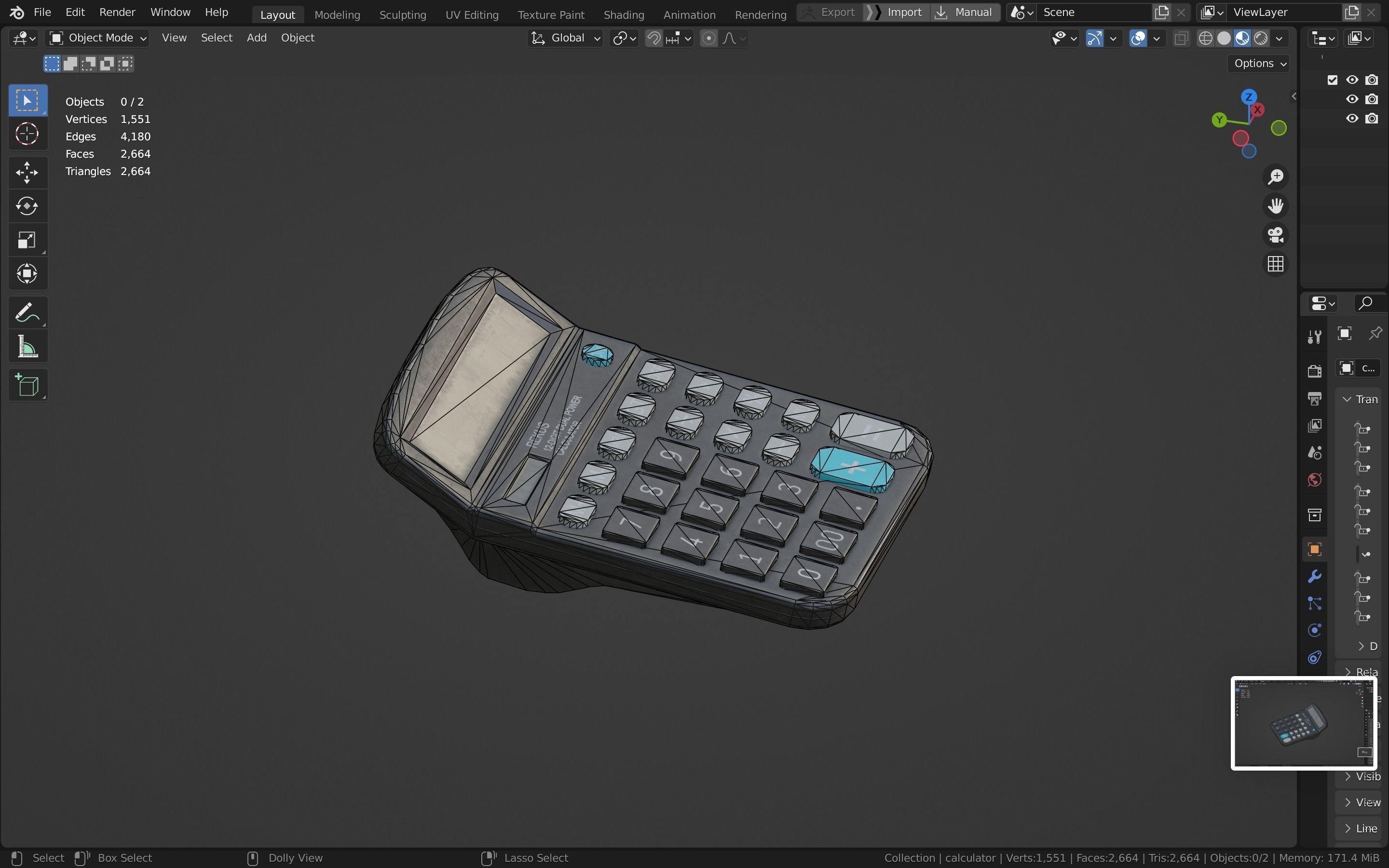 Calculator Low-poly 3D model_26