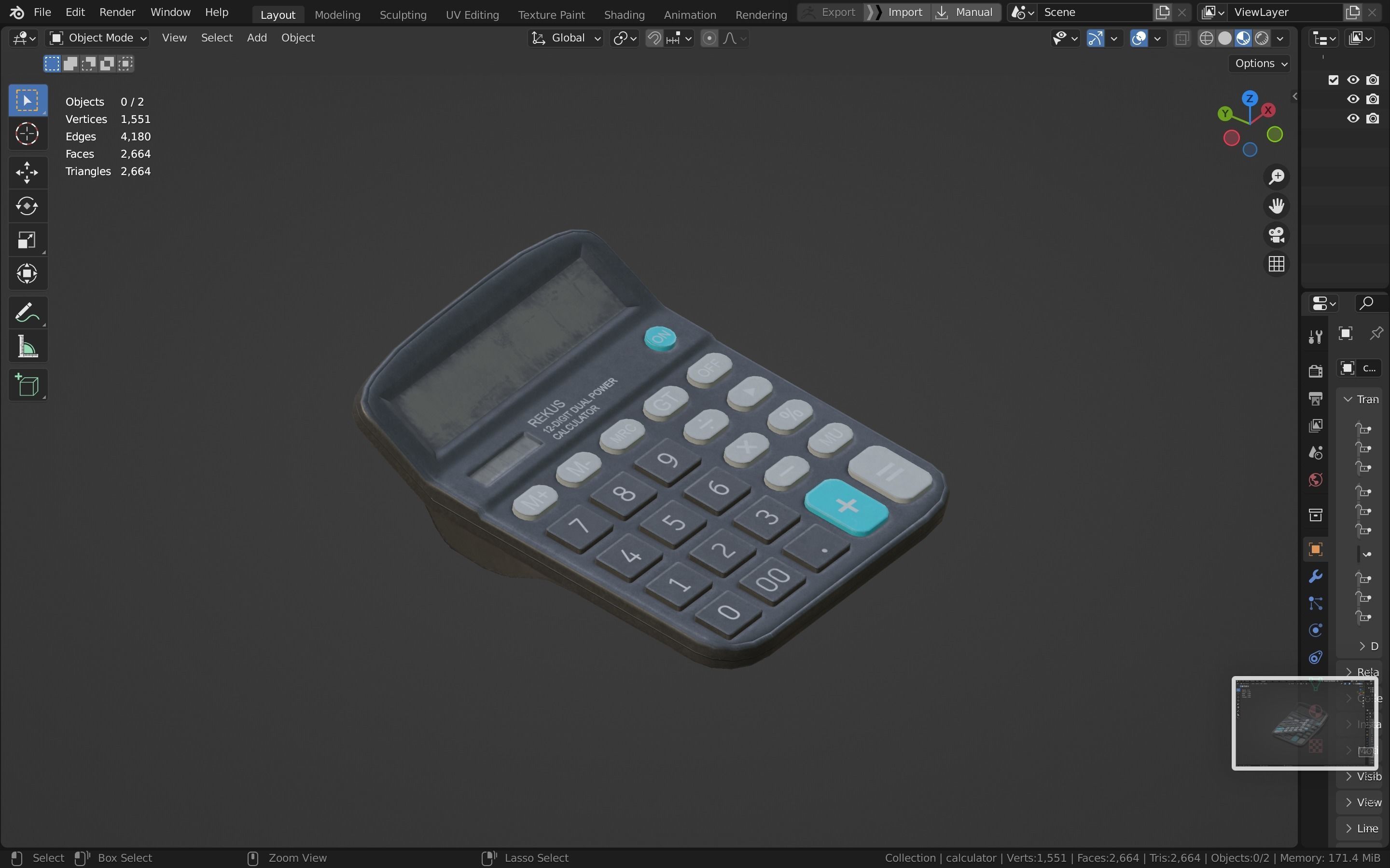 Calculator Low-poly 3D model_43