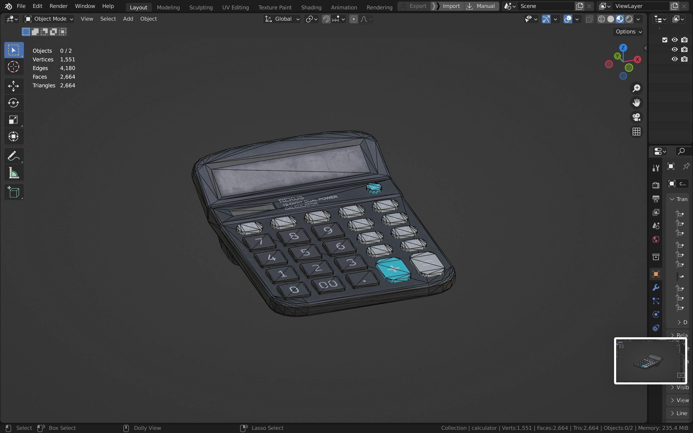 Calculator Low-poly 3D model_25