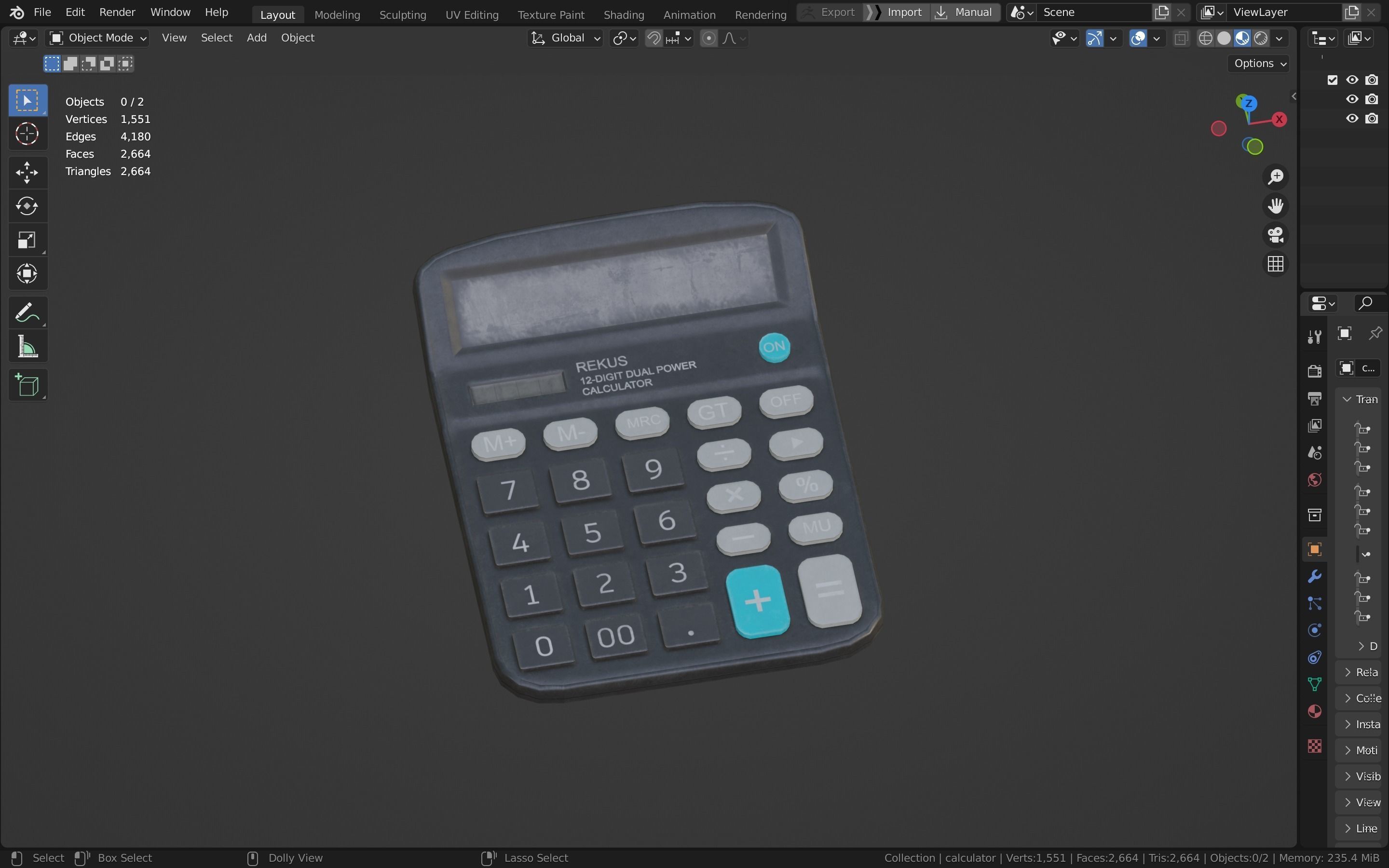 Calculator Low-poly 3D model_28