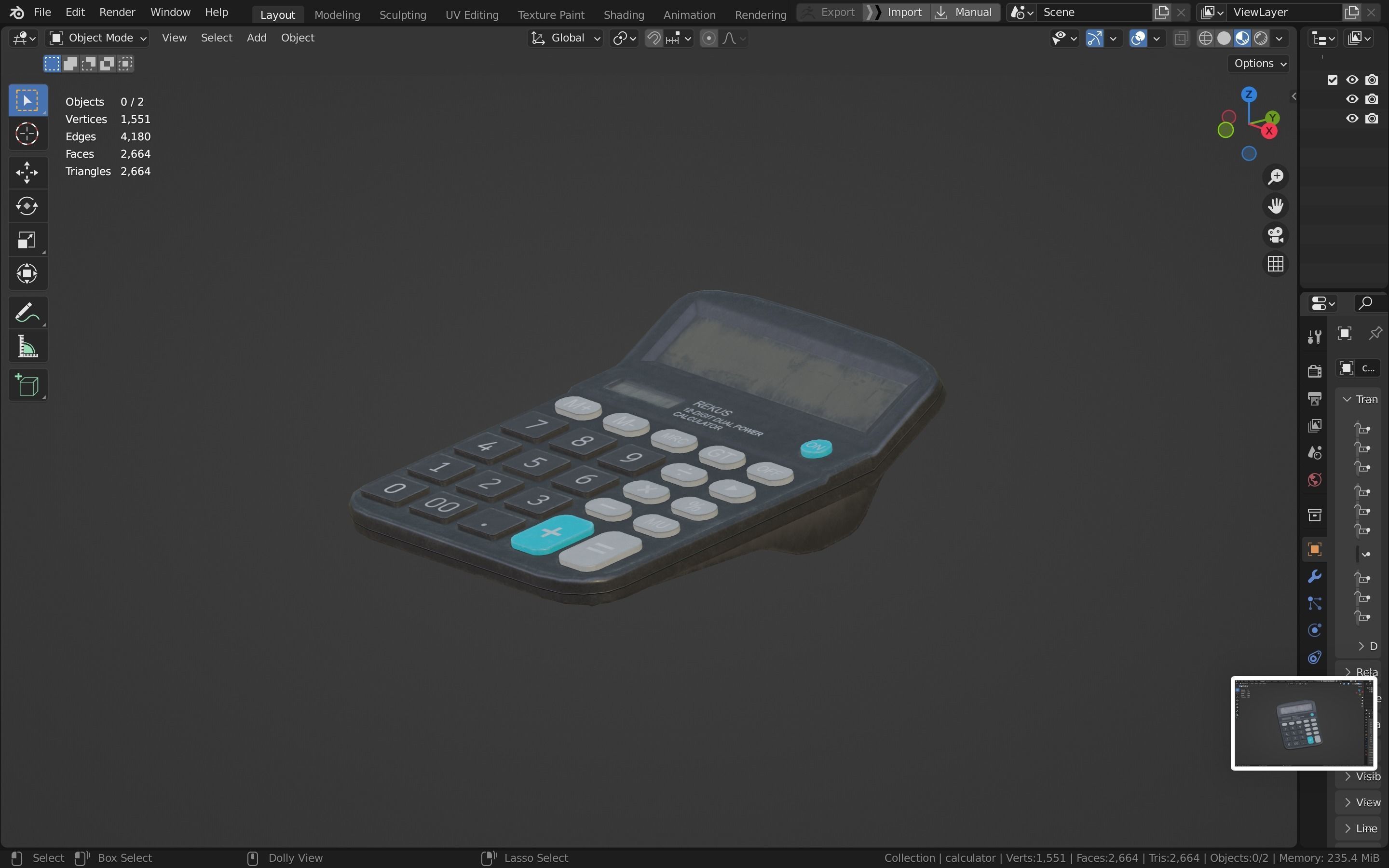 Calculator Low-poly 3D model_27
