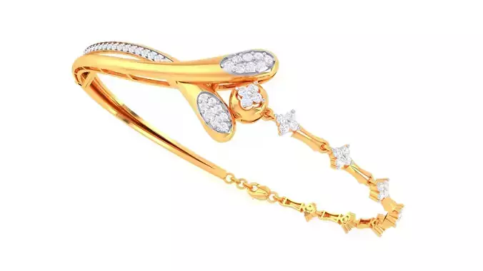 Bracelet - 9 diamond bangle gold