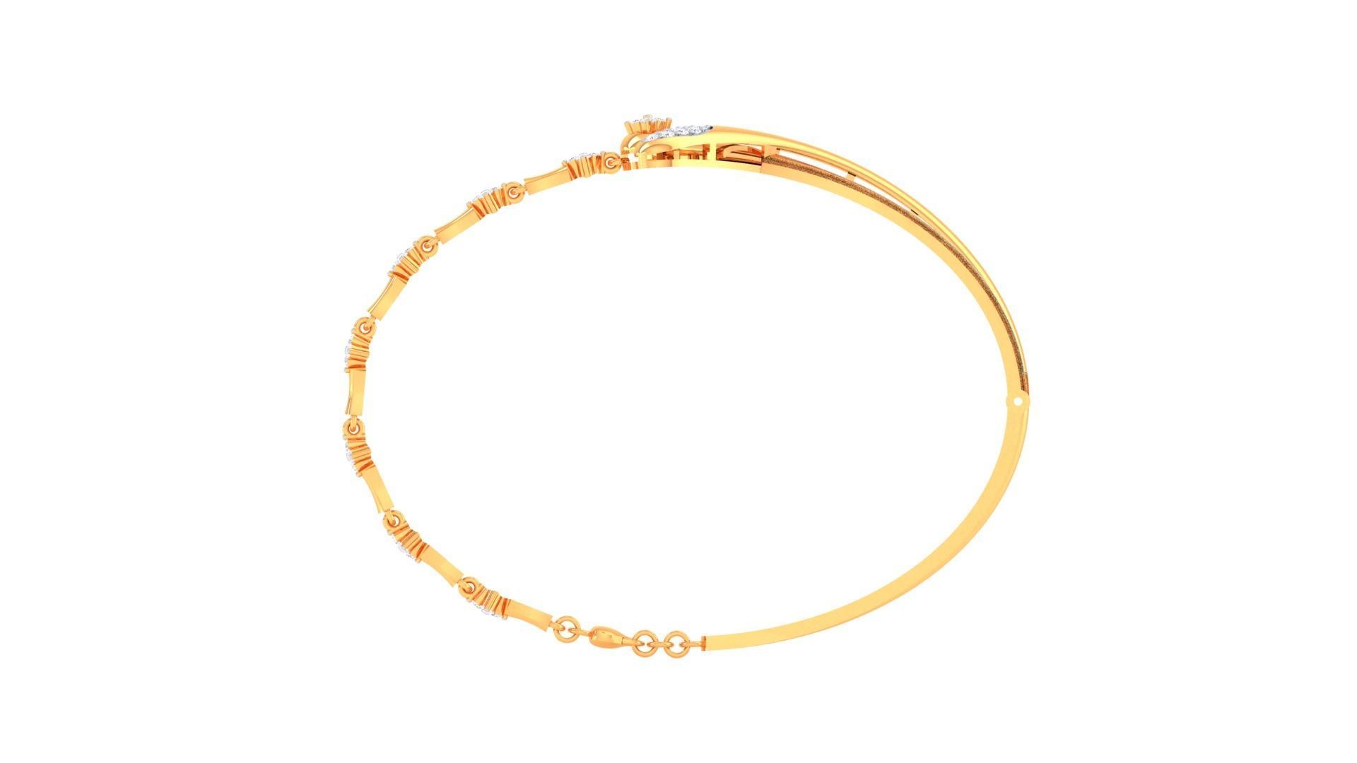 Bracelet - 9 diamond bangle gold 3D print model_3