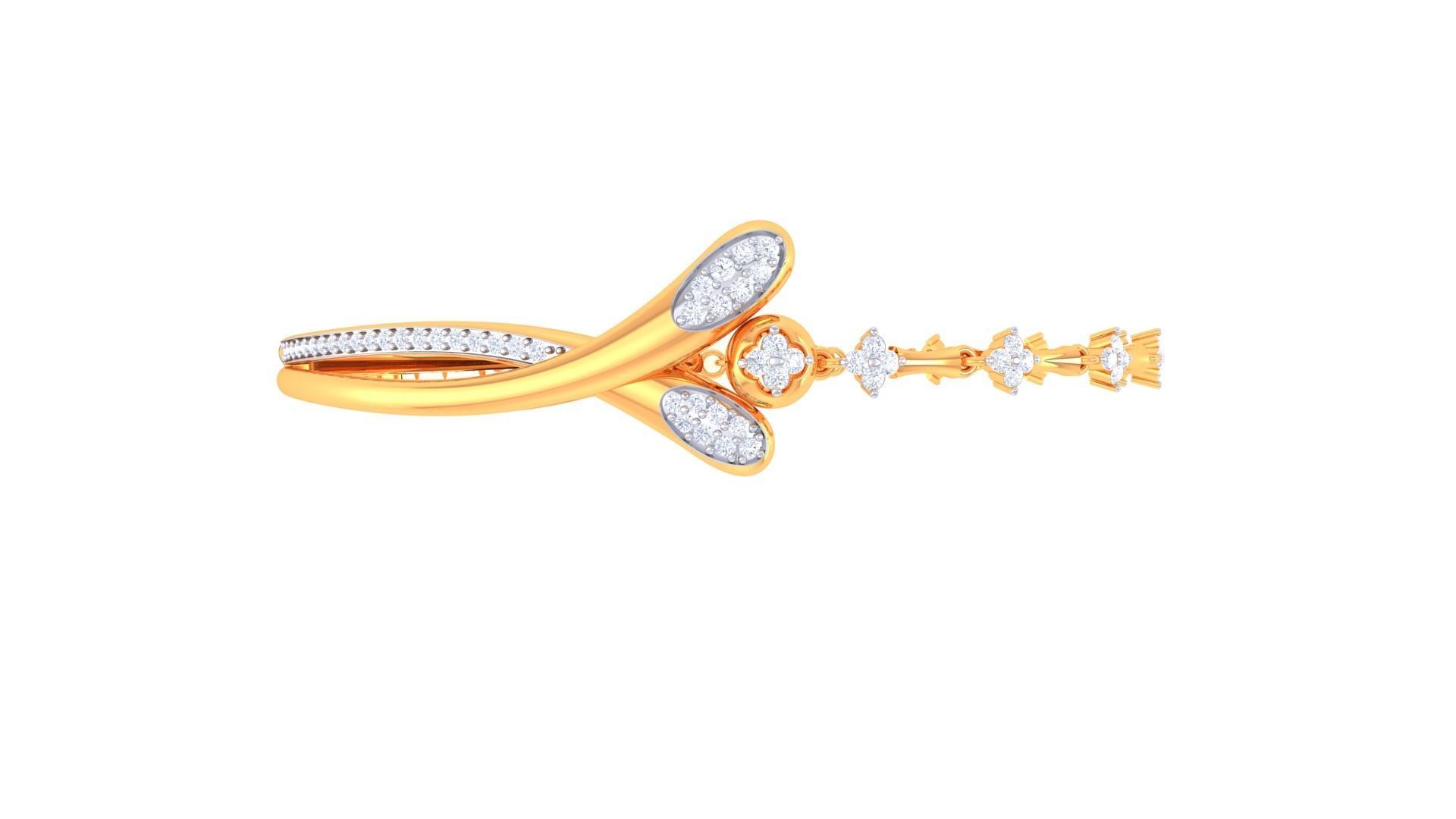 Bracelet - 9 diamond bangle gold 3D print model_2