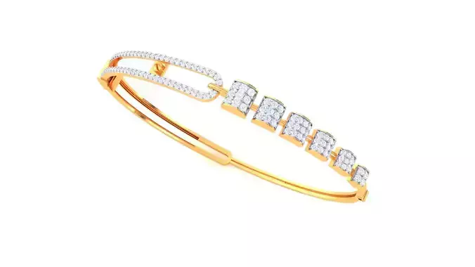 Bracelet - 6 diamond bangle gold