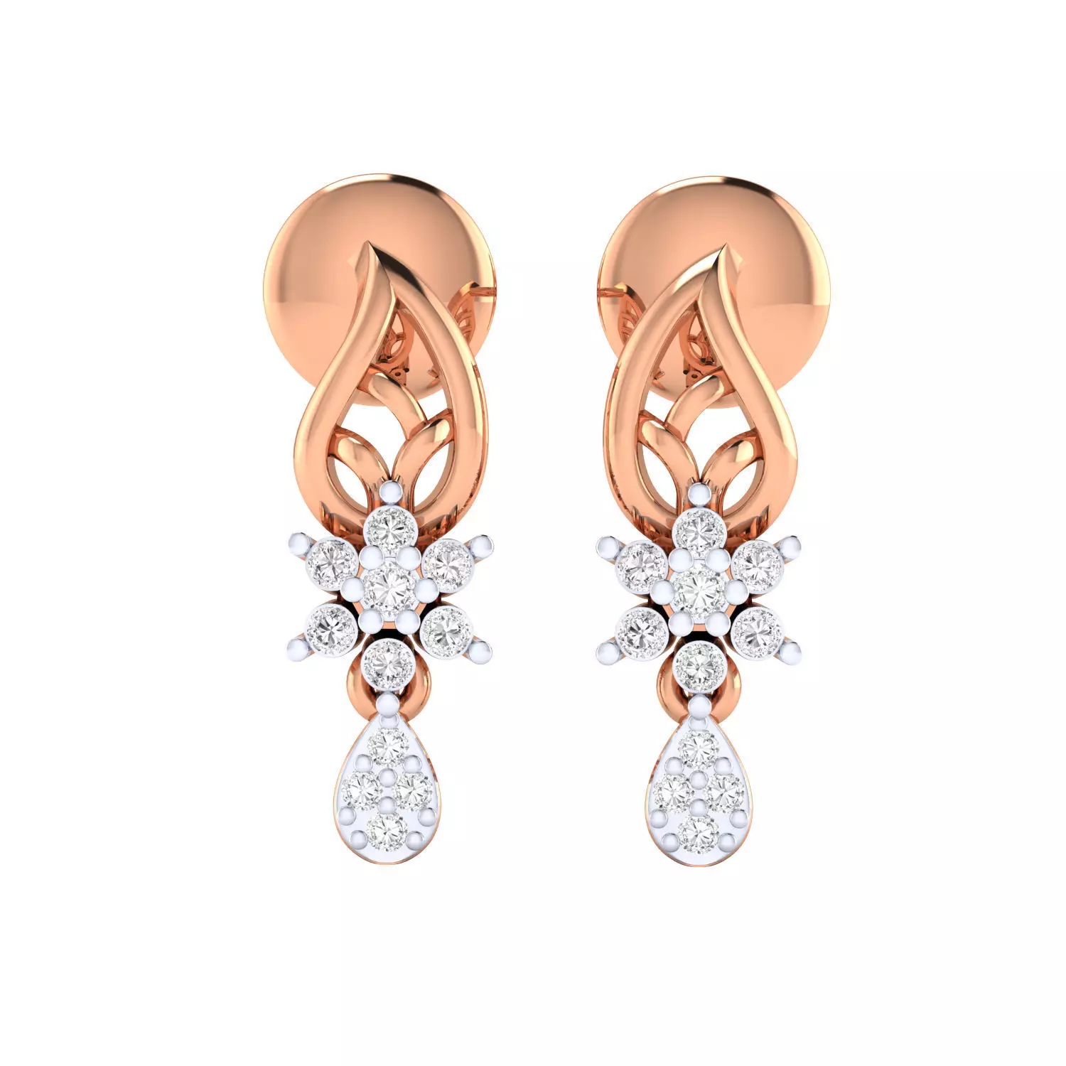 Women Long Drop Earrings STL JCD OBJ FBX Renders Details 3D print model