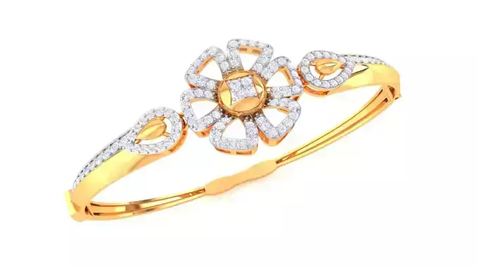 Bracelet - 3 diamond bangle gold