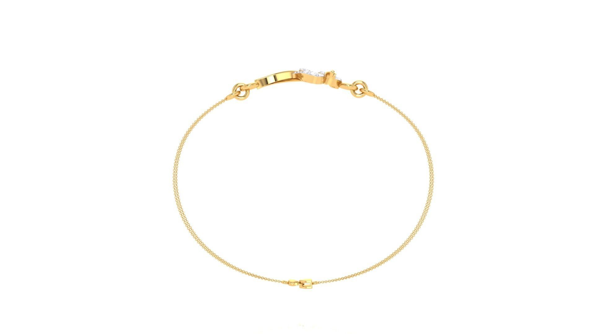 Bracelet - 9 gold with diamonds and pearls 3D print model_3