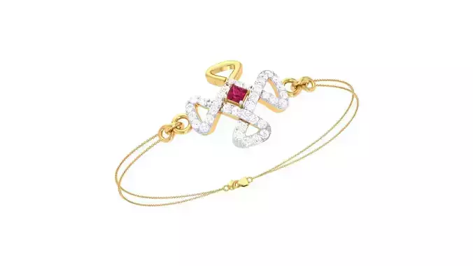 Bracelet - 8 gold with ruby and diamonds