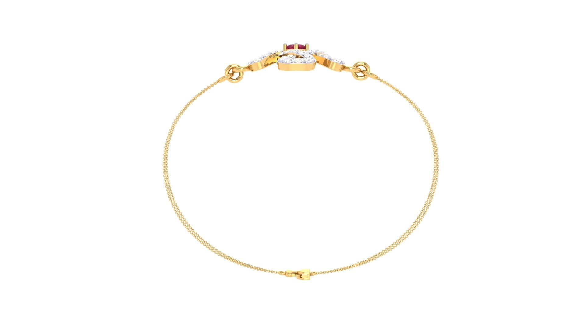 Bracelet - 8 gold with ruby and diamonds 3D print model_3