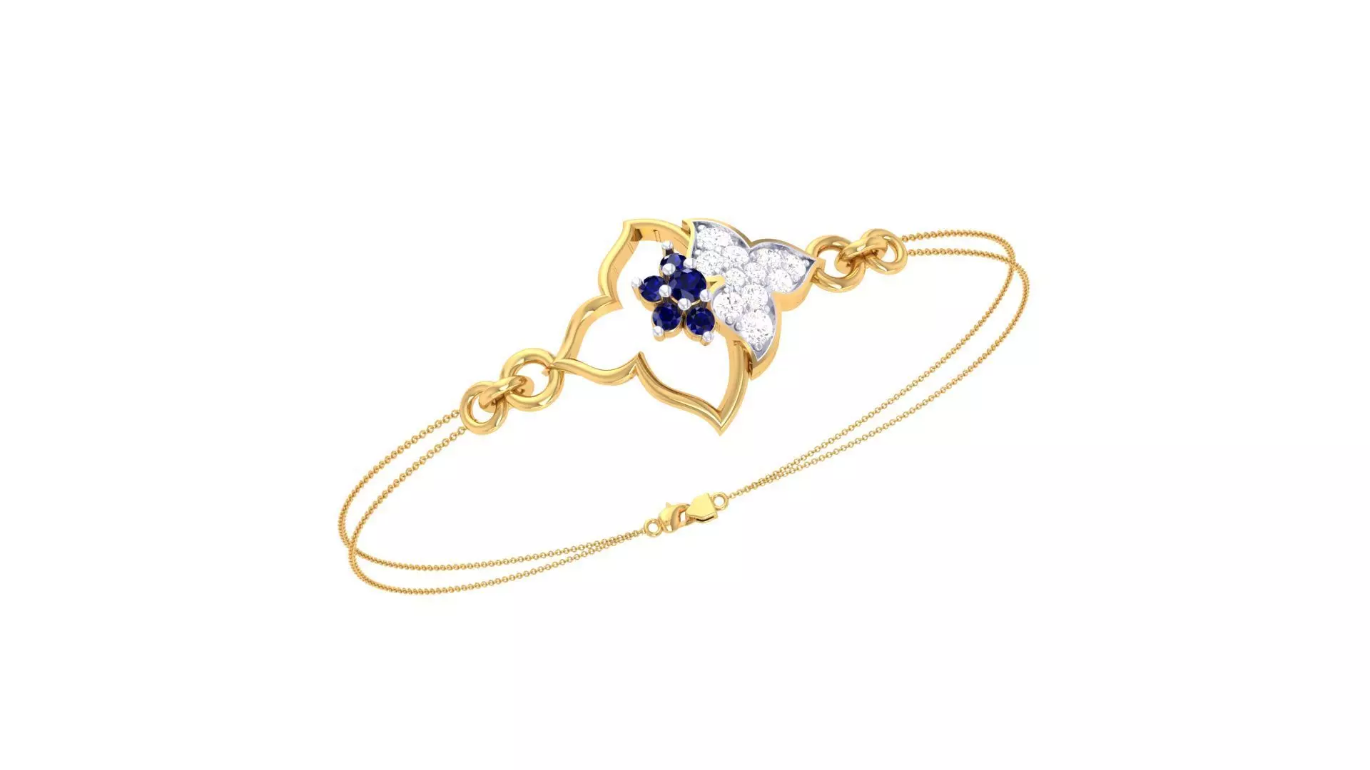 Bracelet - 7 gold with sapphires and diamonds 3D print model_0