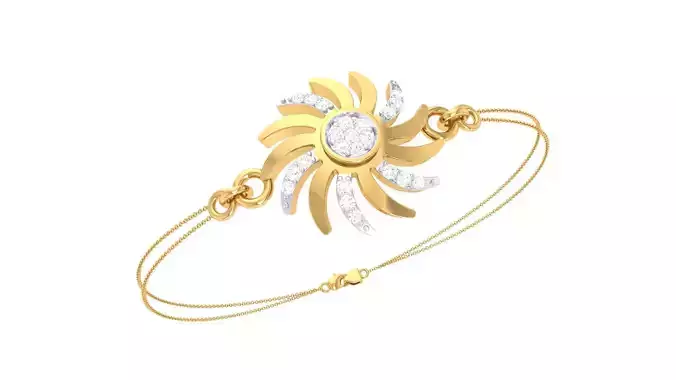 Bracelet - 6 sunburst bangle gold with diamonds