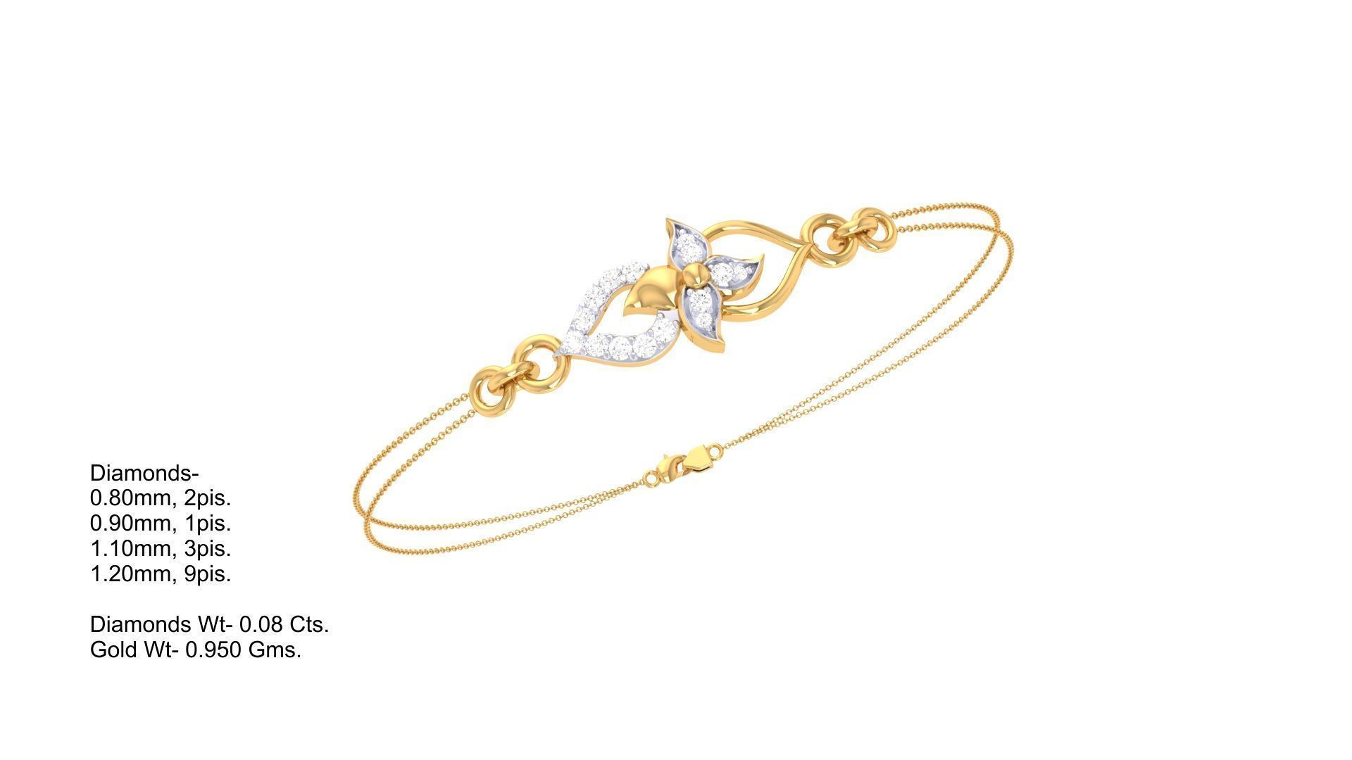 Bracelet - 5 gold with diamonds 3D print model_2