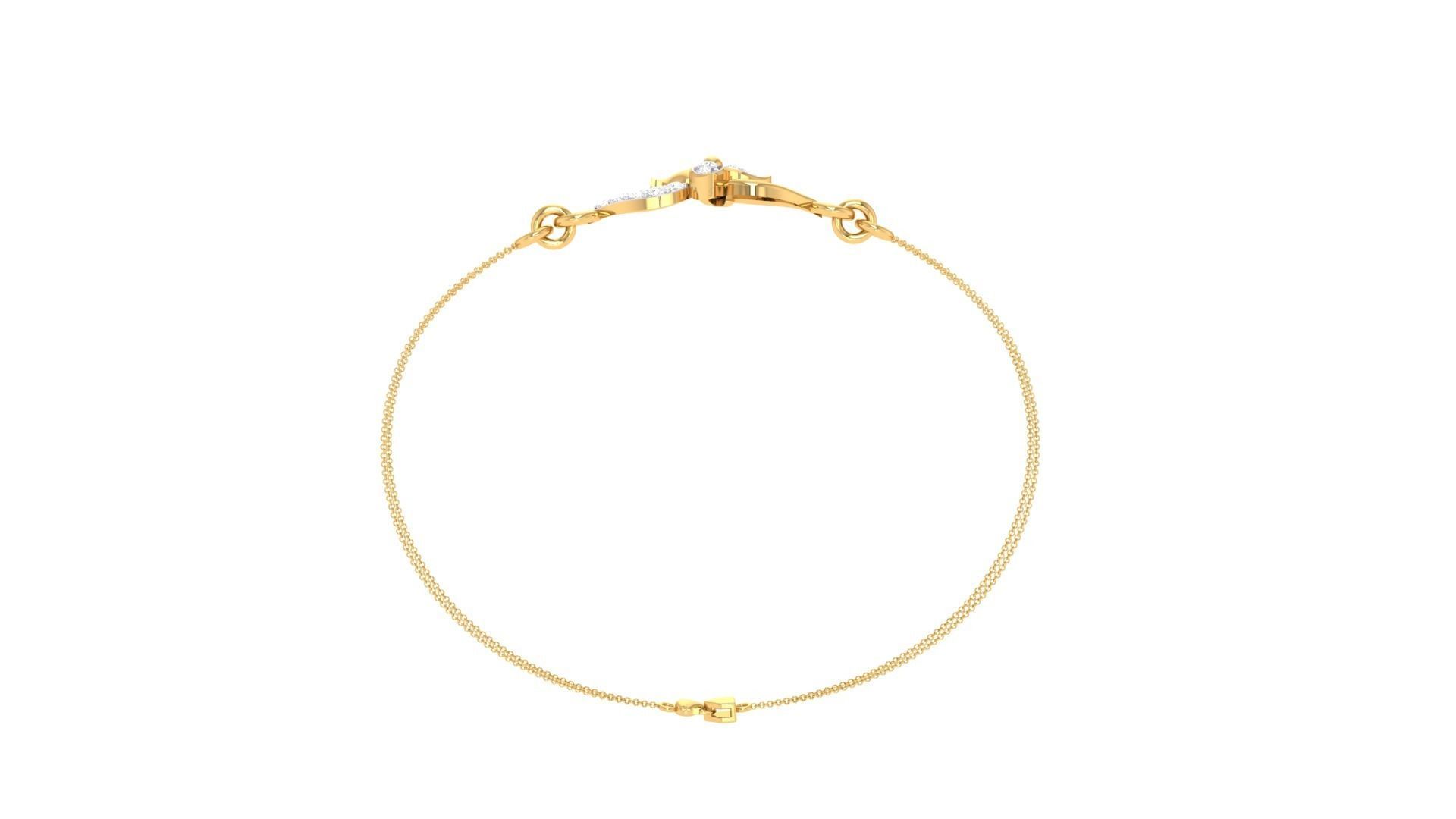 Bracelet - 5 gold with diamonds 3D print model_3