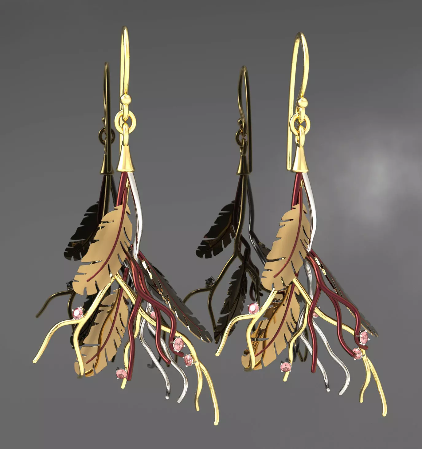 Earring boho style 3D model_0