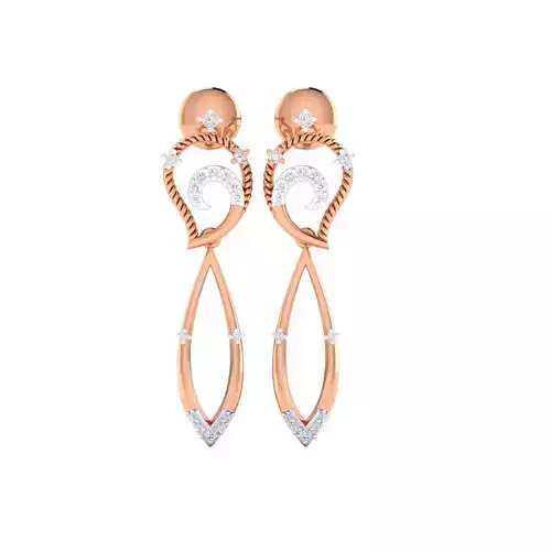 Women Long Drop Earrings STL JCD OBJ FBX Renders Details