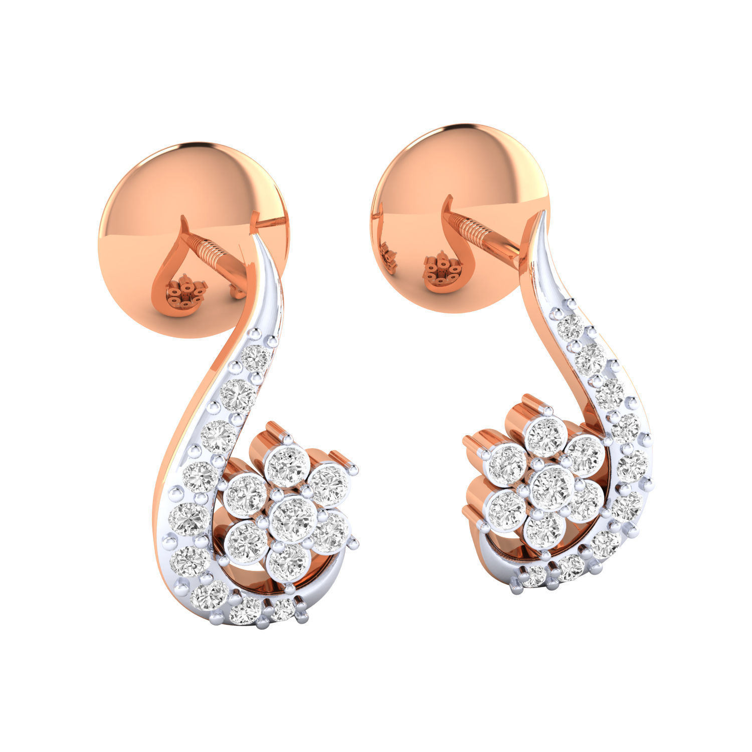 Women Earrings STL JCD OBJ FBX Renders Details 3D print model_6