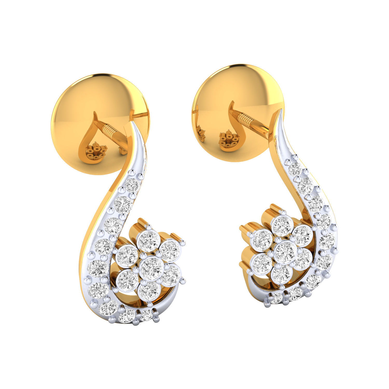 Women Earrings STL JCD OBJ FBX Renders Details 3D print model_10