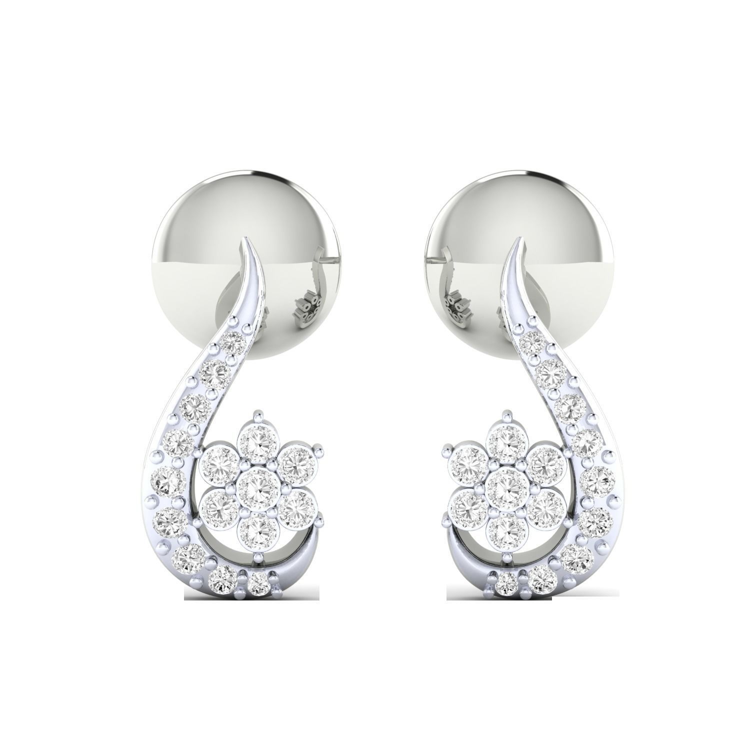 Women Earrings STL JCD OBJ FBX Renders Details 3D print model_3