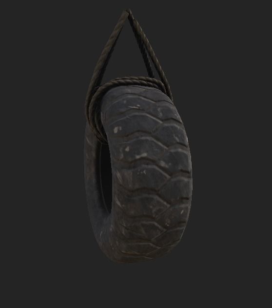 Tire Hanging On a Rope 4K PBR GameReady Low-poly 3D model_2