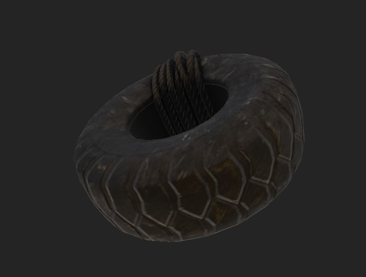 Tire Hanging On a Rope 4K PBR GameReady Low-poly 3D model_3