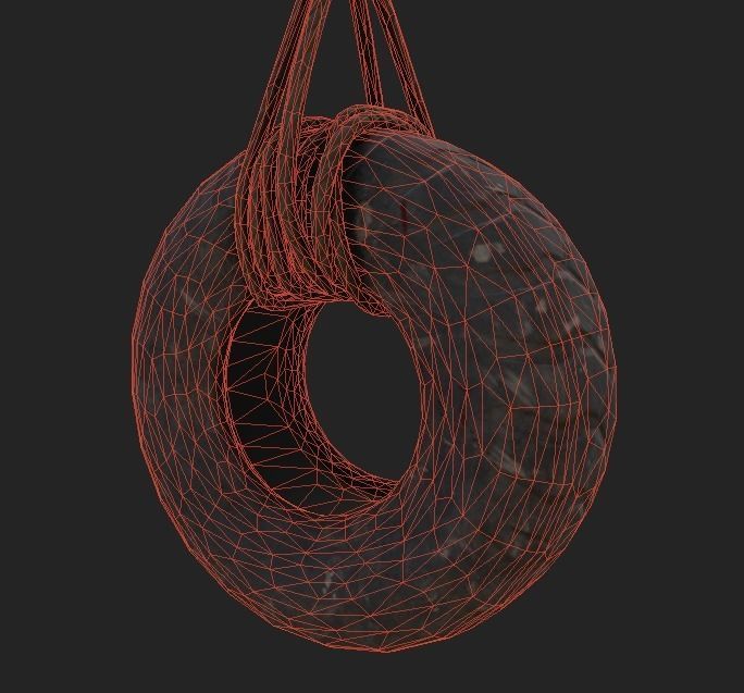 Tire Hanging On a Rope 4K PBR GameReady Low-poly 3D model_5