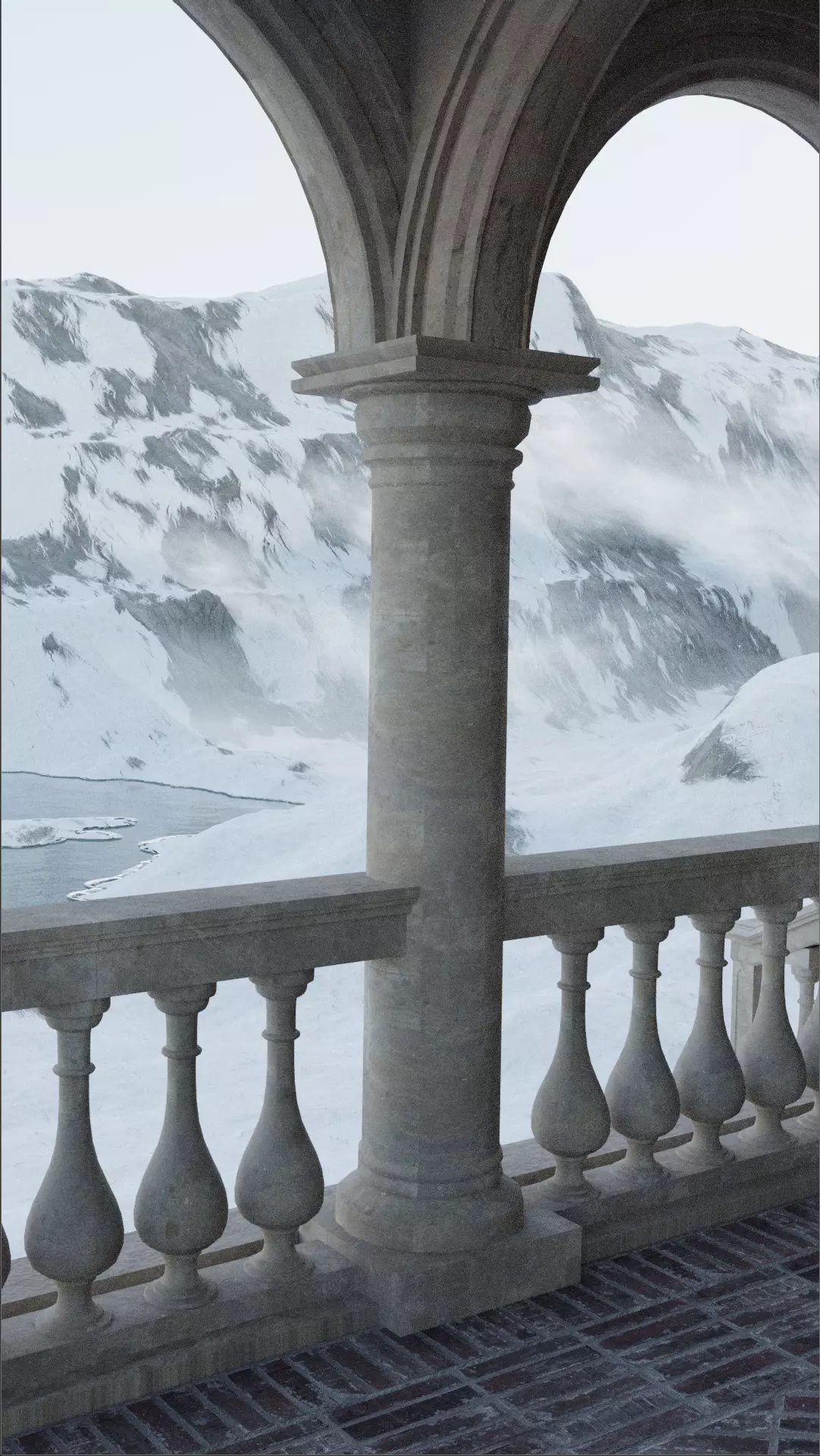 Mountain scene Low-poly 3D model_0