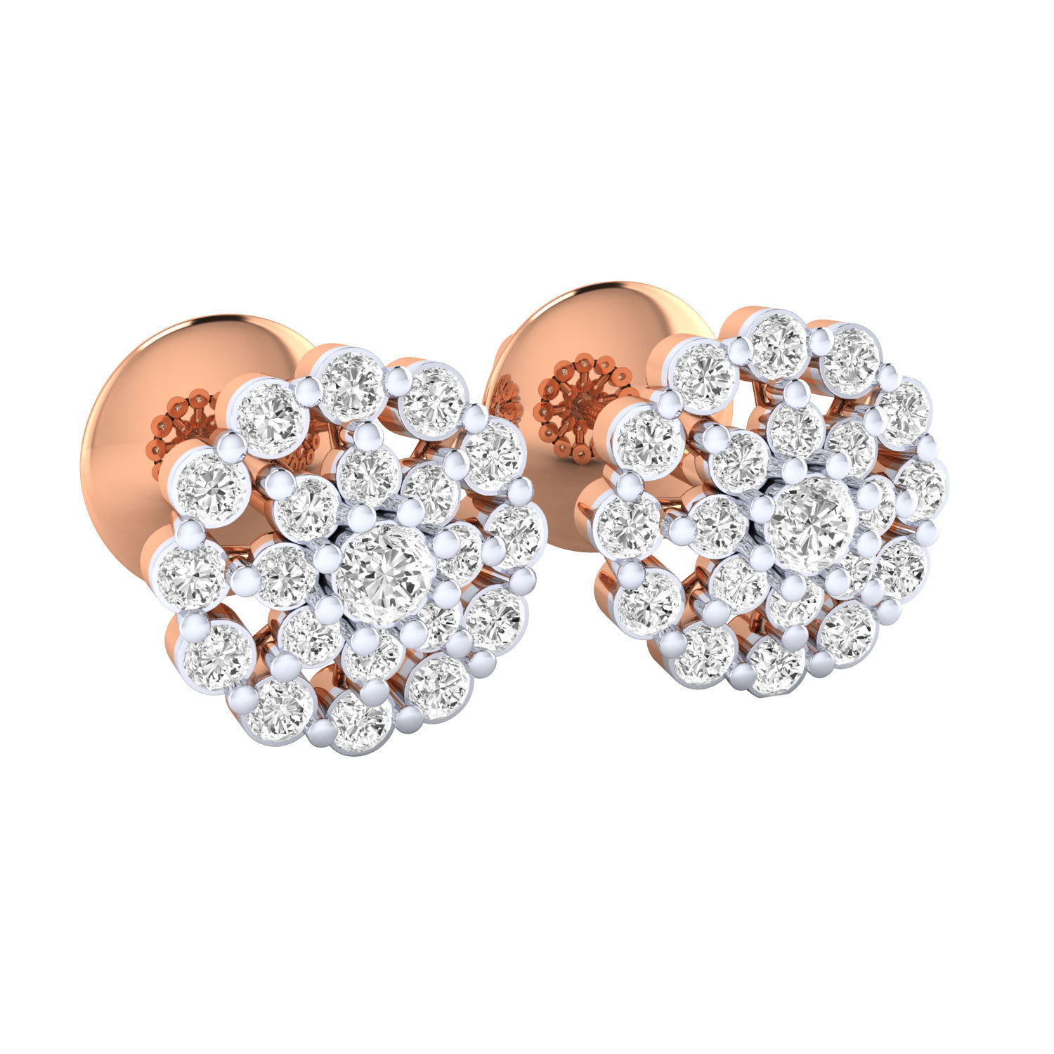 Women Stud Earrings STL JCD OBJ FBX Renders Details 3D print model_1