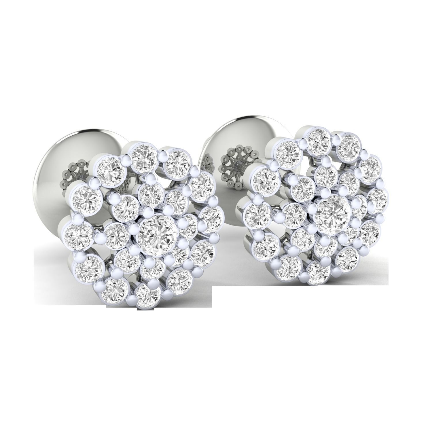 Women Stud Earrings STL JCD OBJ FBX Renders Details 3D print model_4