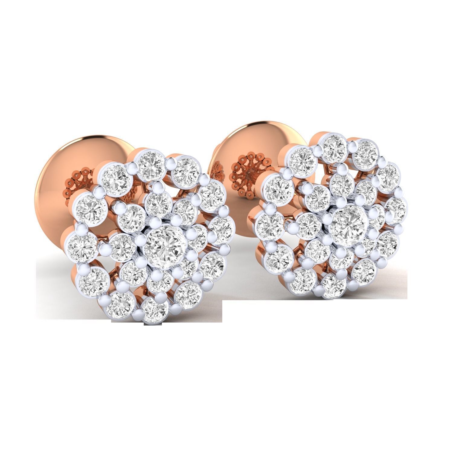 Women Stud Earrings STL JCD OBJ FBX Renders Details 3D print model_2