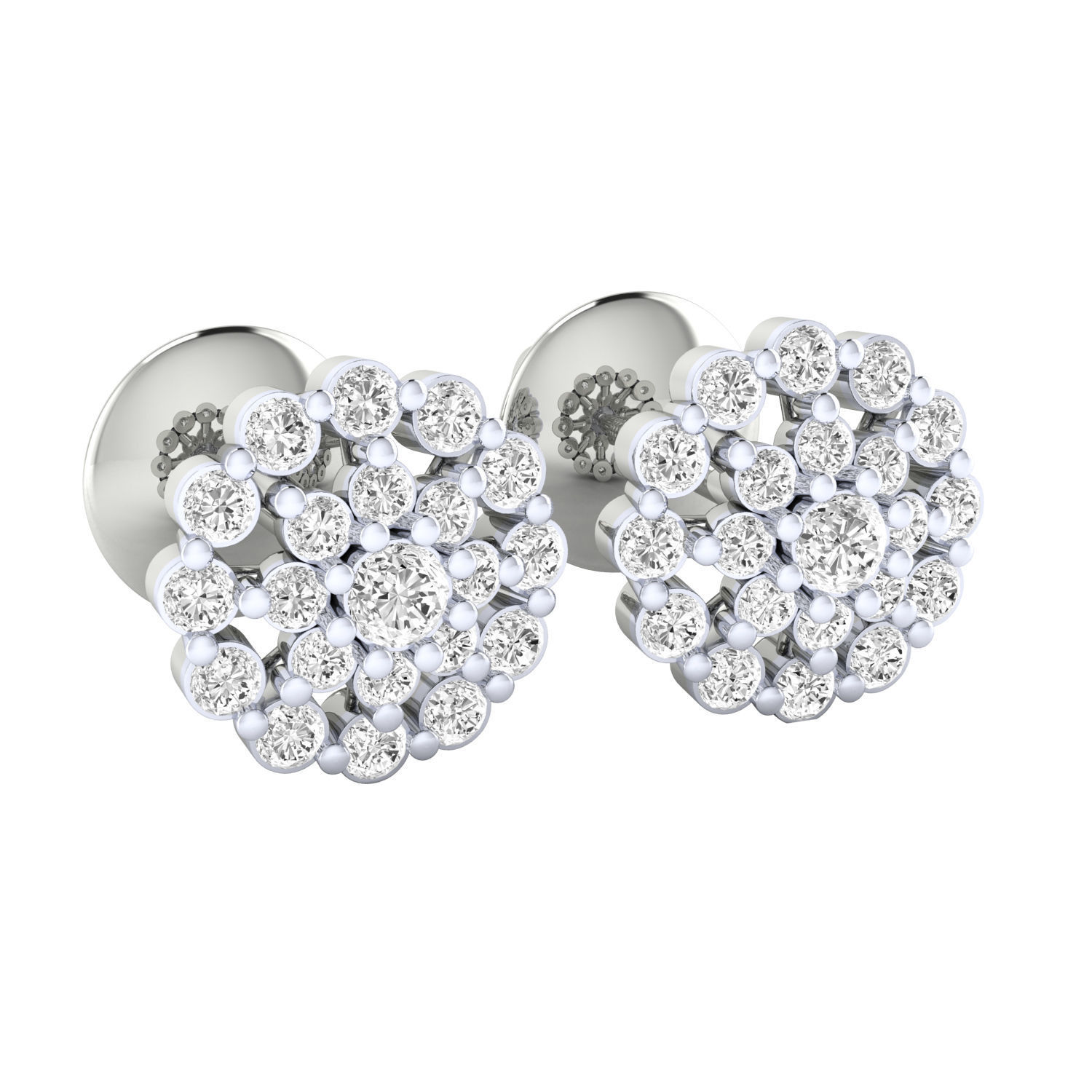 Women Stud Earrings STL JCD OBJ FBX Renders Details 3D print model_3