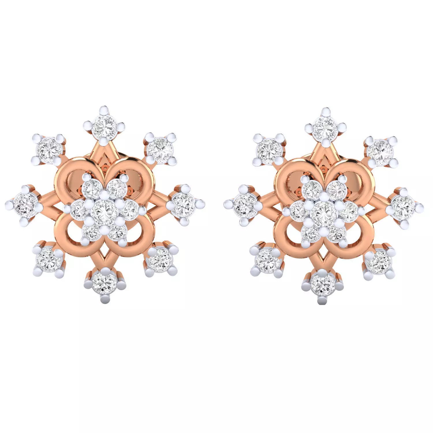 Women Stud Earrings STL JCD OBJ FBX Renders Details 3D print model_0