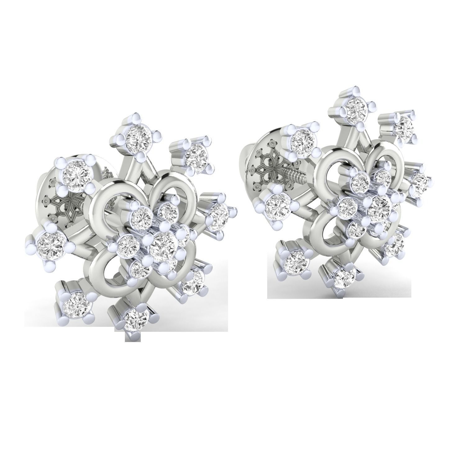 Women Stud Earrings STL JCD OBJ FBX Renders Details 3D print model_4