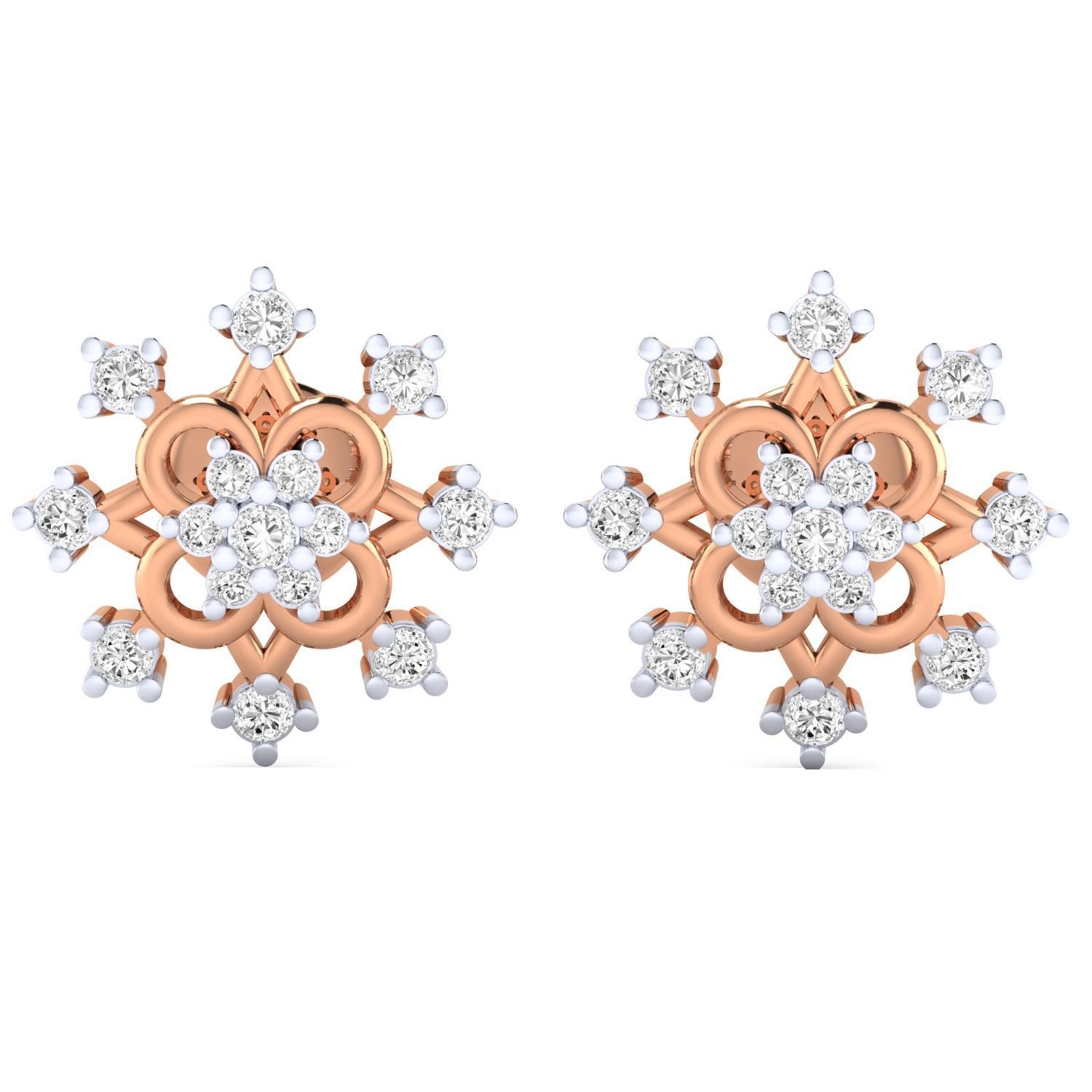 Women Stud Earrings STL JCD OBJ FBX Renders Details 3D print model_14