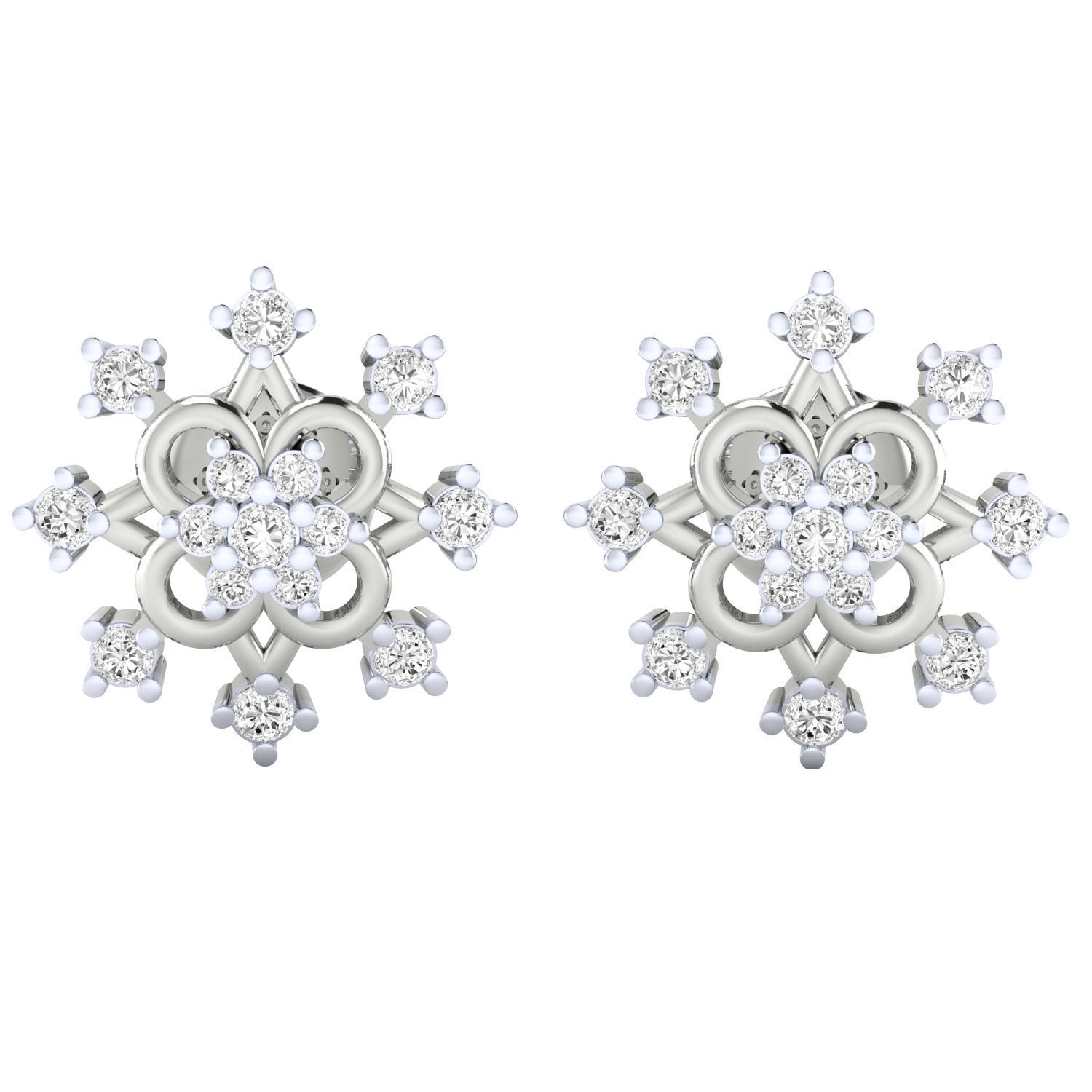 Women Stud Earrings STL JCD OBJ FBX Renders Details 3D print model_15