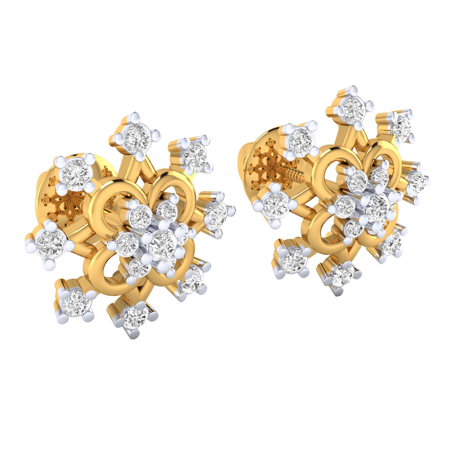 Women Stud Earrings STL JCD OBJ FBX Renders Details 3D print model_5