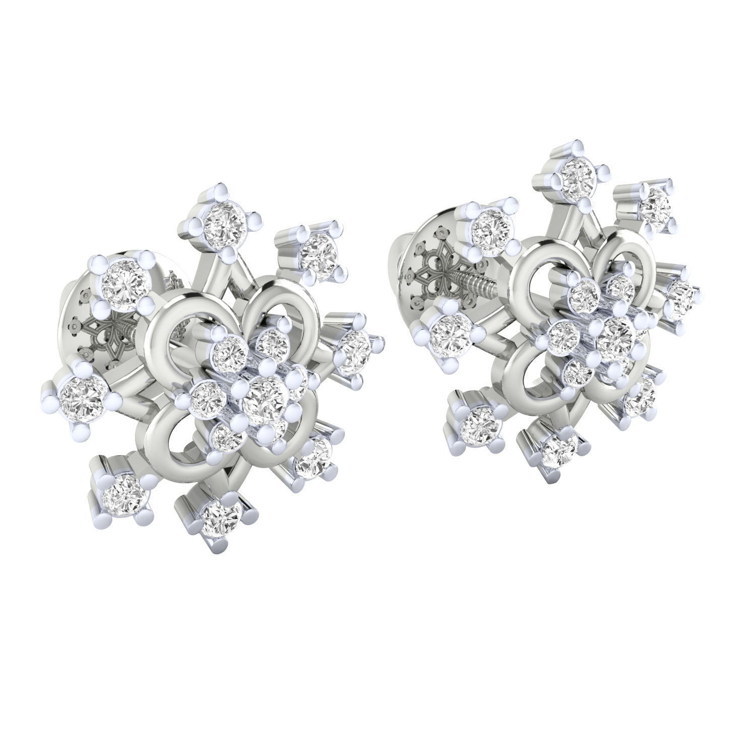 Women Stud Earrings STL JCD OBJ FBX Renders Details 3D print model_3