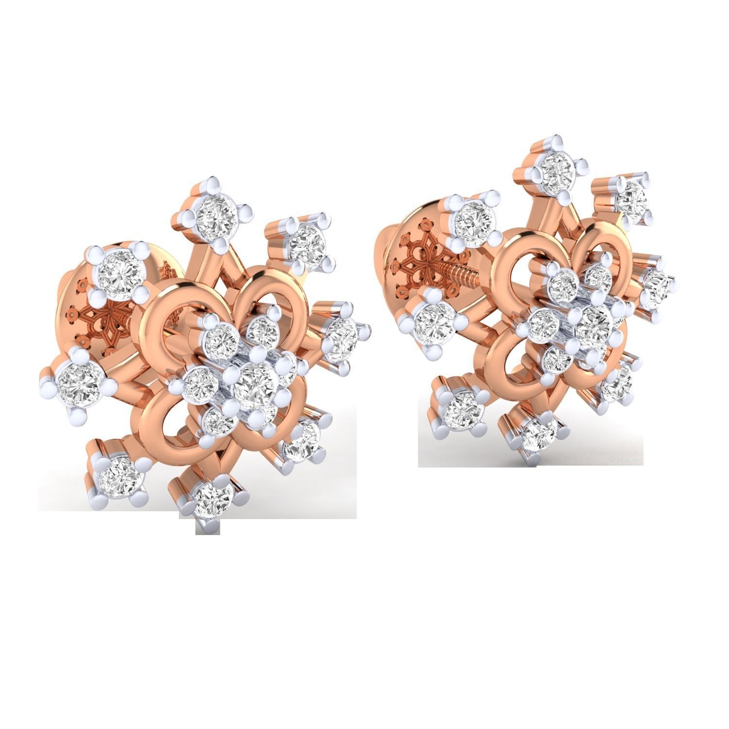 Women Stud Earrings STL JCD OBJ FBX Renders Details 3D print model_2